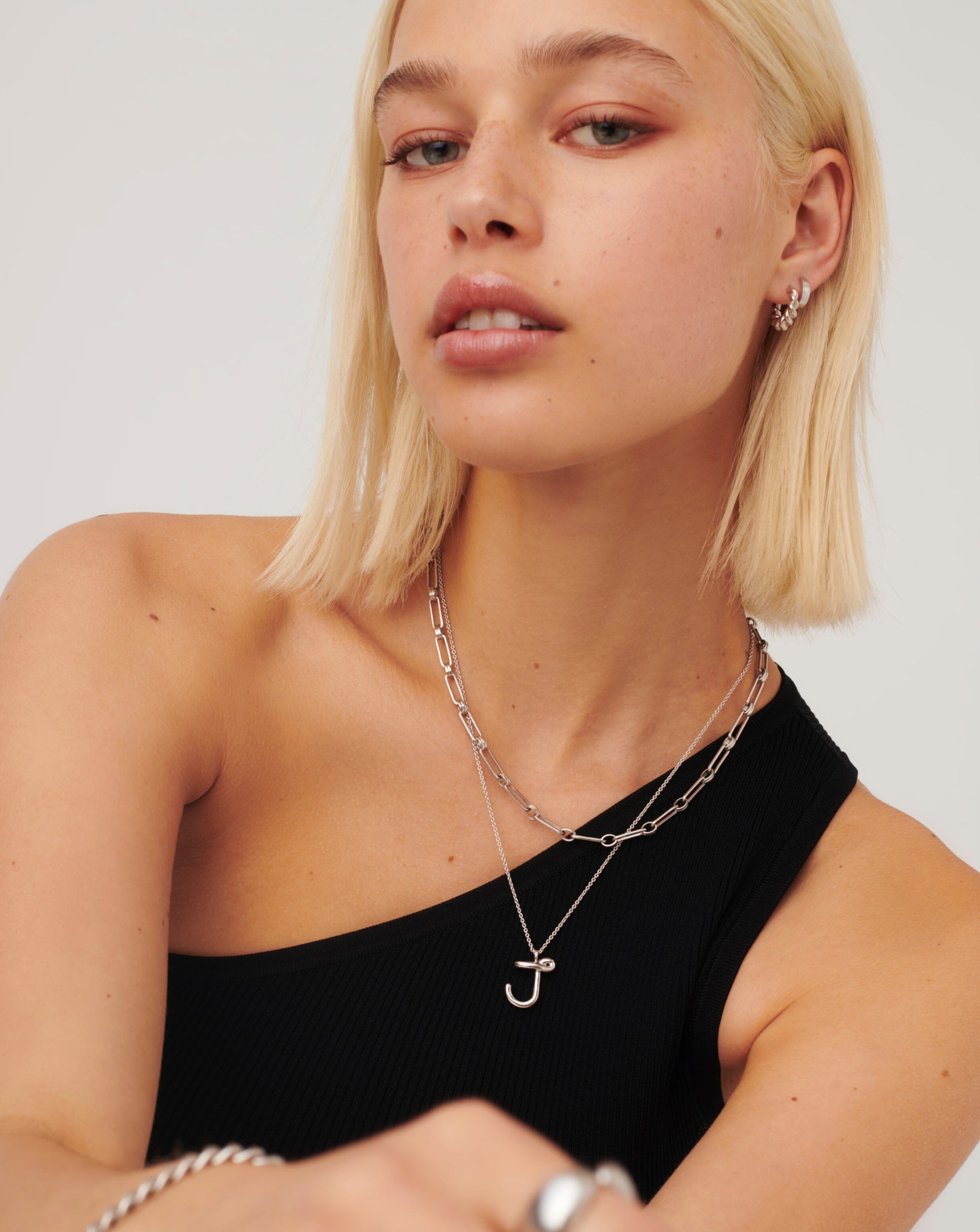 Personalized Sterling Silver Curly Molten Initial Pendant Necklace - Letter J Monogram Jewelry for Women | Perfect Gift for Birthday, Anniversary & Valentine's Day | Everyday Wear & Special Occasions