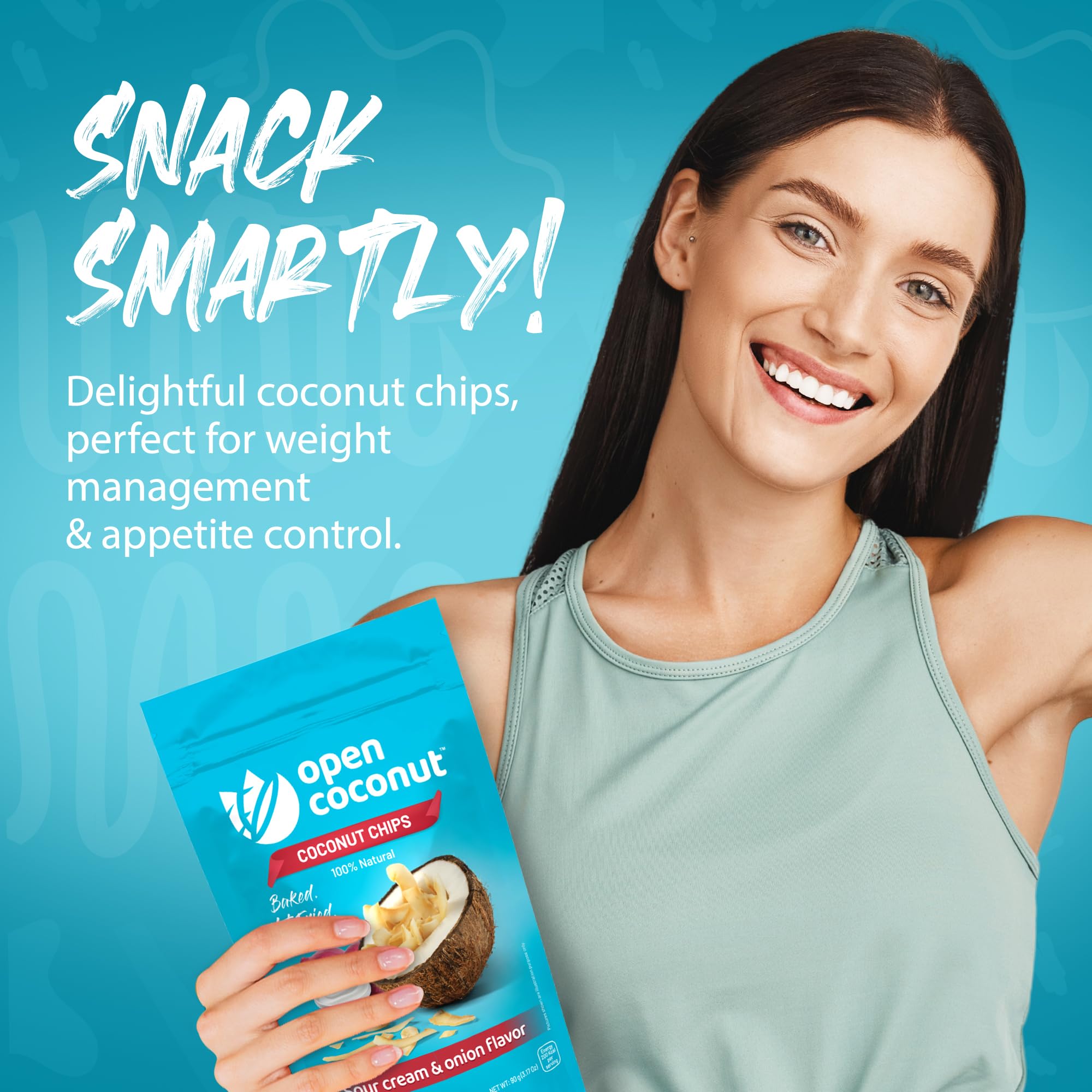 OPEN COCONUT Toasted Coconut Chips - Baked Sour Cream & Onion Flavor | Gluten Free Healthy Snack | 3.17 Oz Pack | Perfect for On-the-Go, Office Snacking & Keto Diet