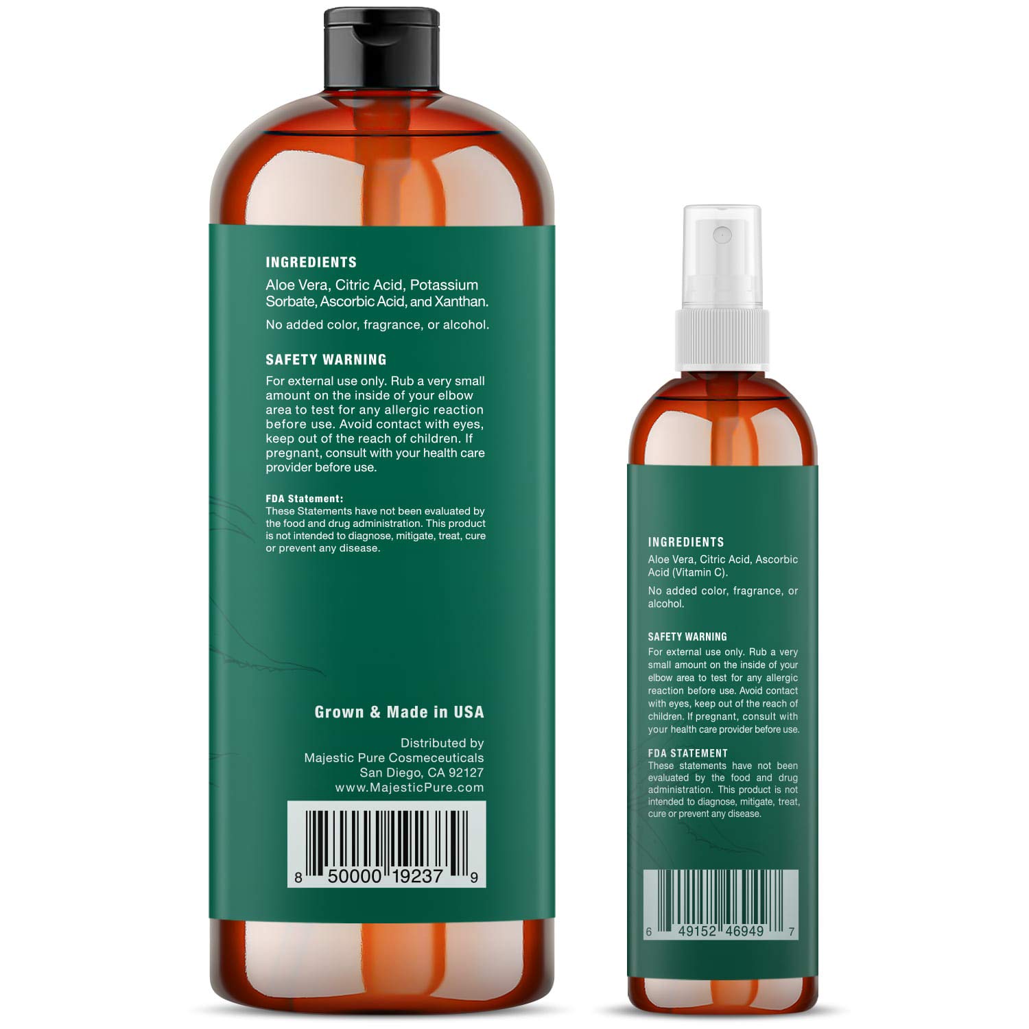 Majestic Pure Aloe Vera Gel & Hydrating Mist Set - 16oz Cold Pressed Aloe Gel + 4oz Refreshing Spray - 100% Pure Natural for Hair Growth, Face, Body & Skin Care - Perfect for Sunburn Relief, Daily Moisturizing & Post-Workout Refreshment