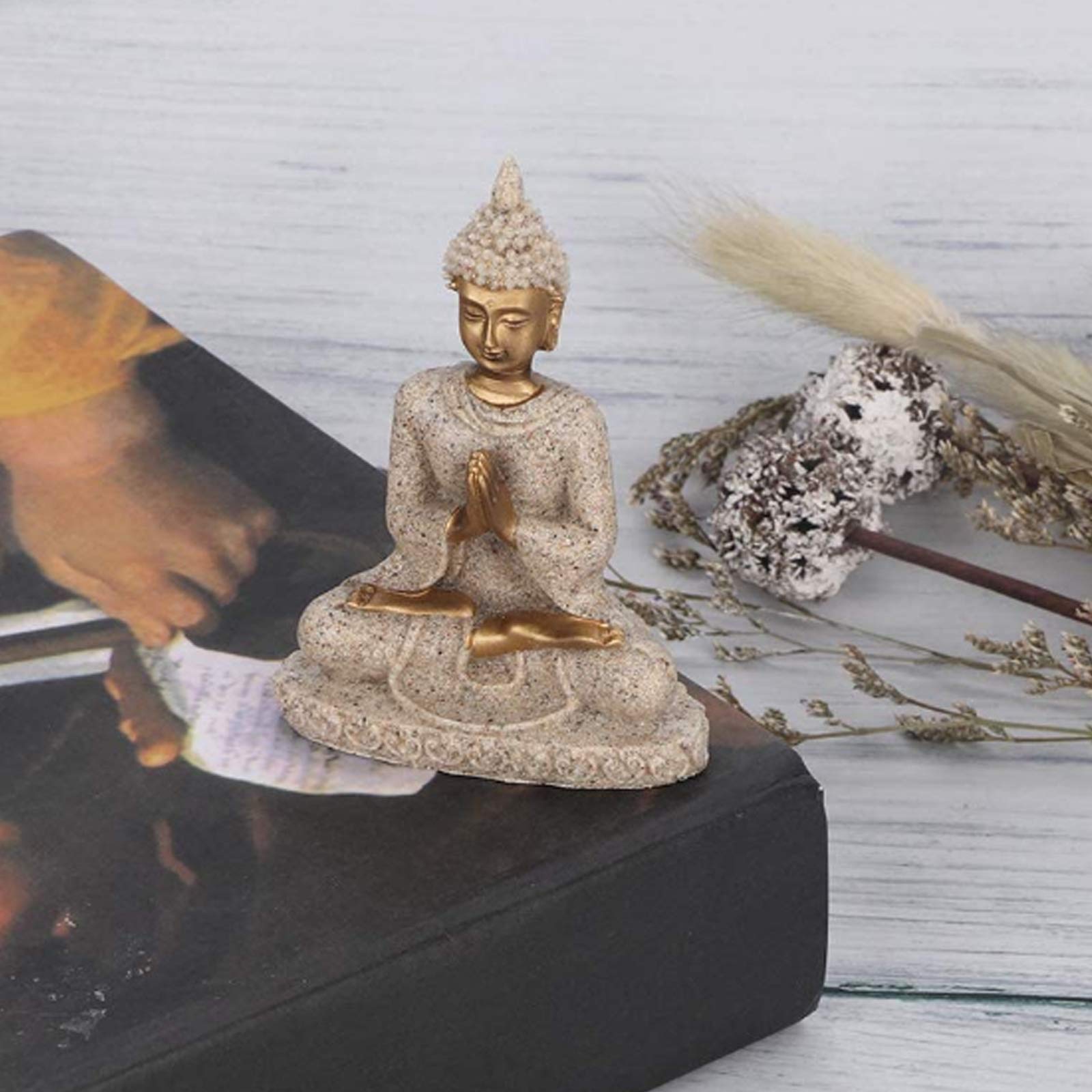 CYRAN Mini Buddha Statue for Meditation & Feng Shui - Handcrafted Home & Office Decor Gift - Perfect for Zen Spaces, Yoga Rooms & Spiritual Gifting