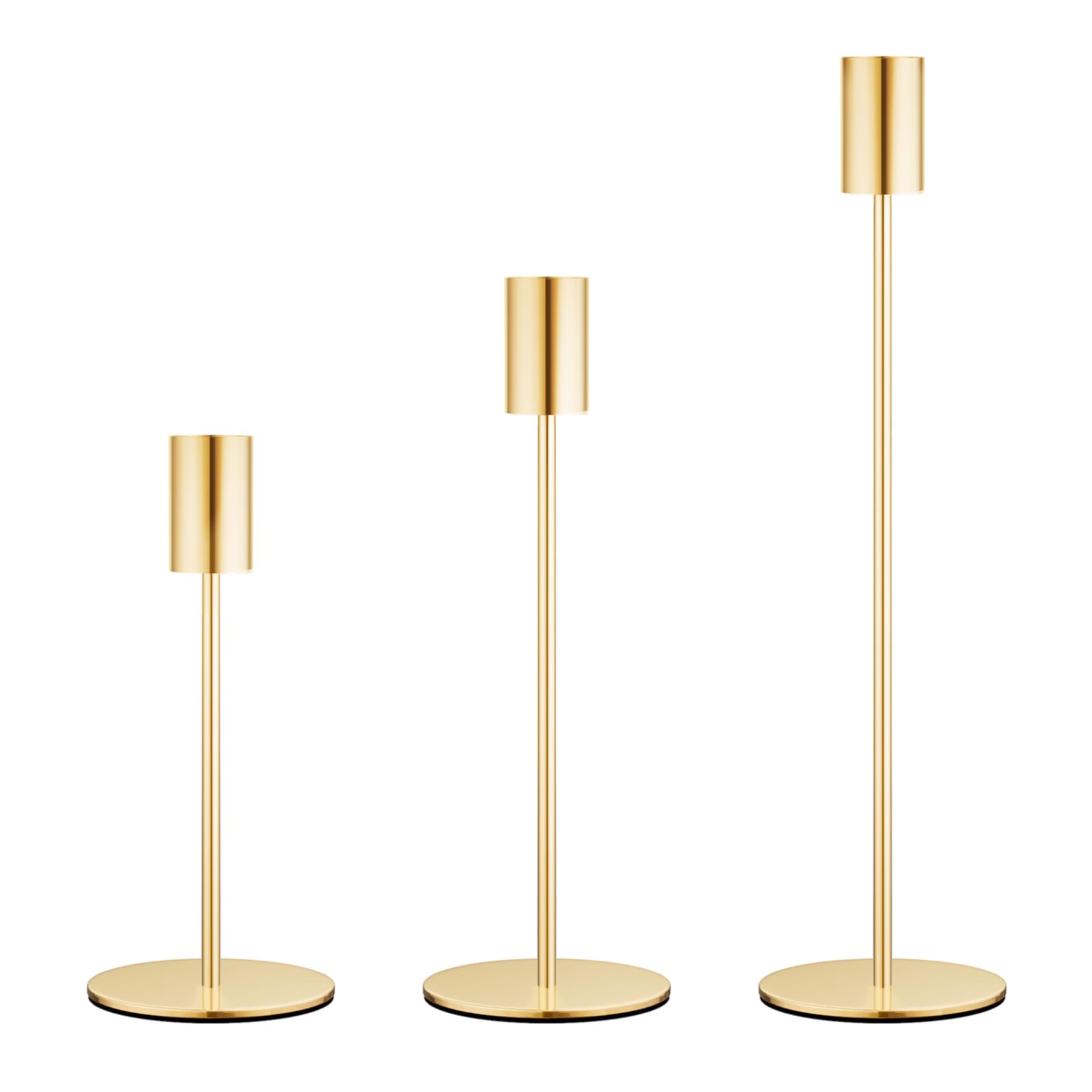 French Gold Candlestick Holders Set of 3 - Elegant Taper Candle Holders for Weddings, Dining & Parties - Fits 3/4 Inch Candles - Perfect for Romantic Dinners, Centerpieces & Home Decor