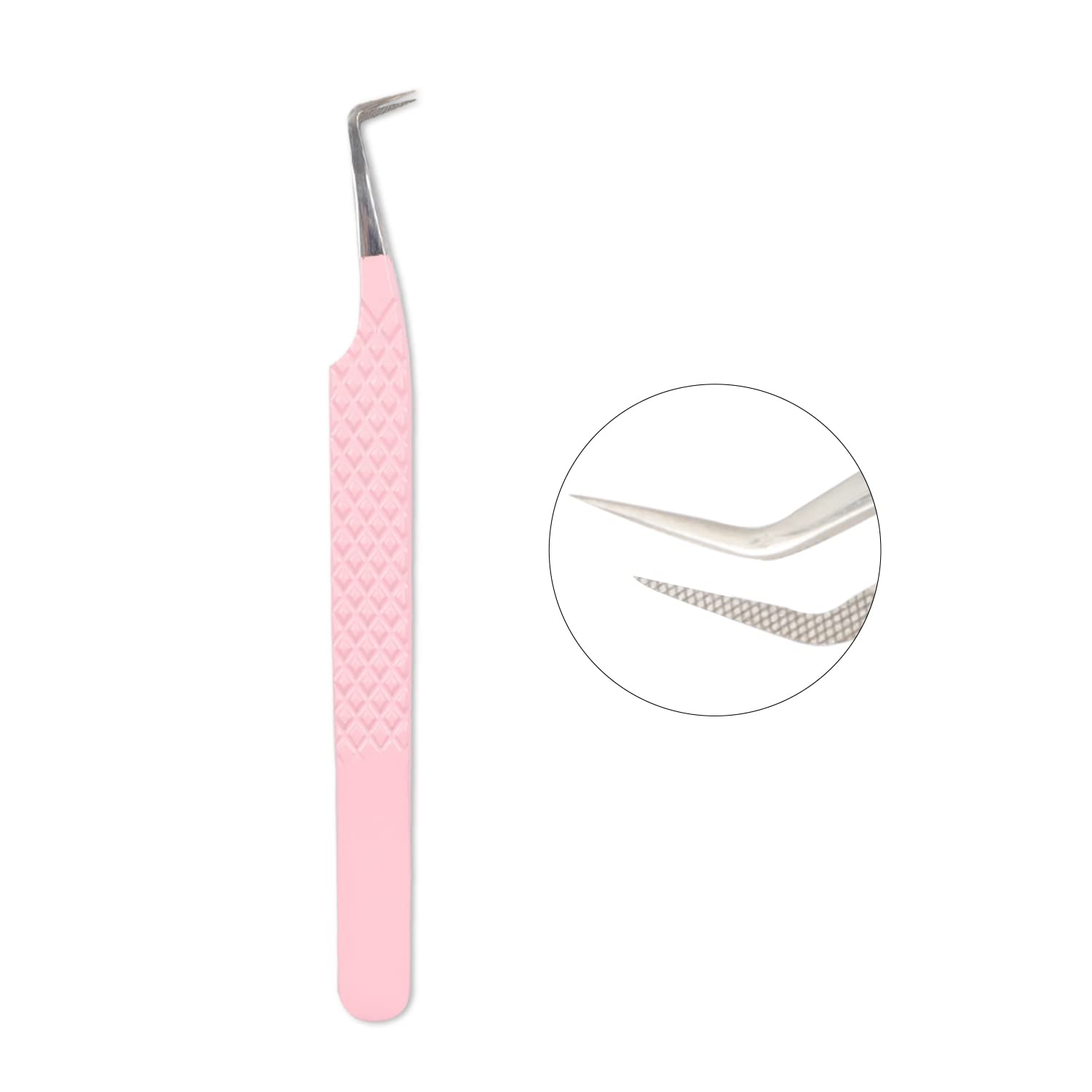 Professional VAVALASH Eyelash Extension Tweezers - Diamond Grip 90° Thin Tweezers for Volume & Classic Fans (Pink) | Perfect for Salon & Home Lash Application