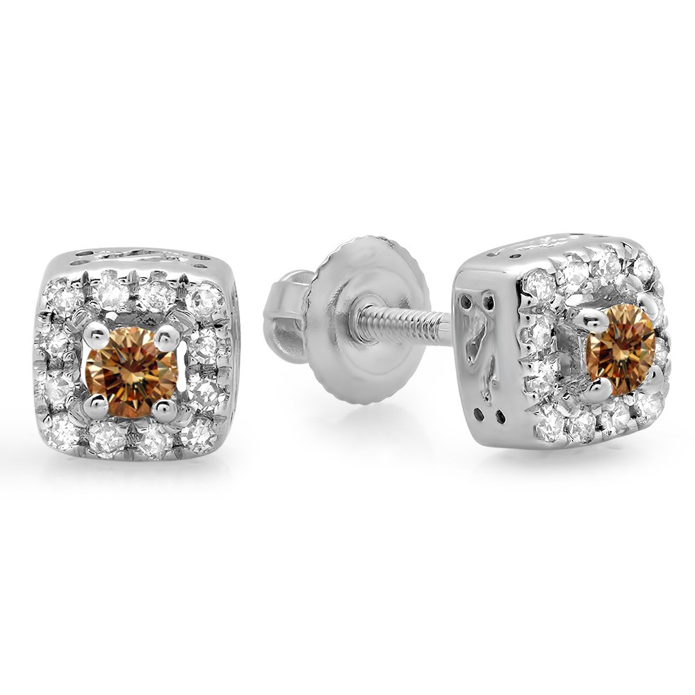 Dazzlingrock 10K Solid White Gold Square Frame Halo Stud Earrings for Women | Elegant Everyday Jewelry & Special Occasion Gift