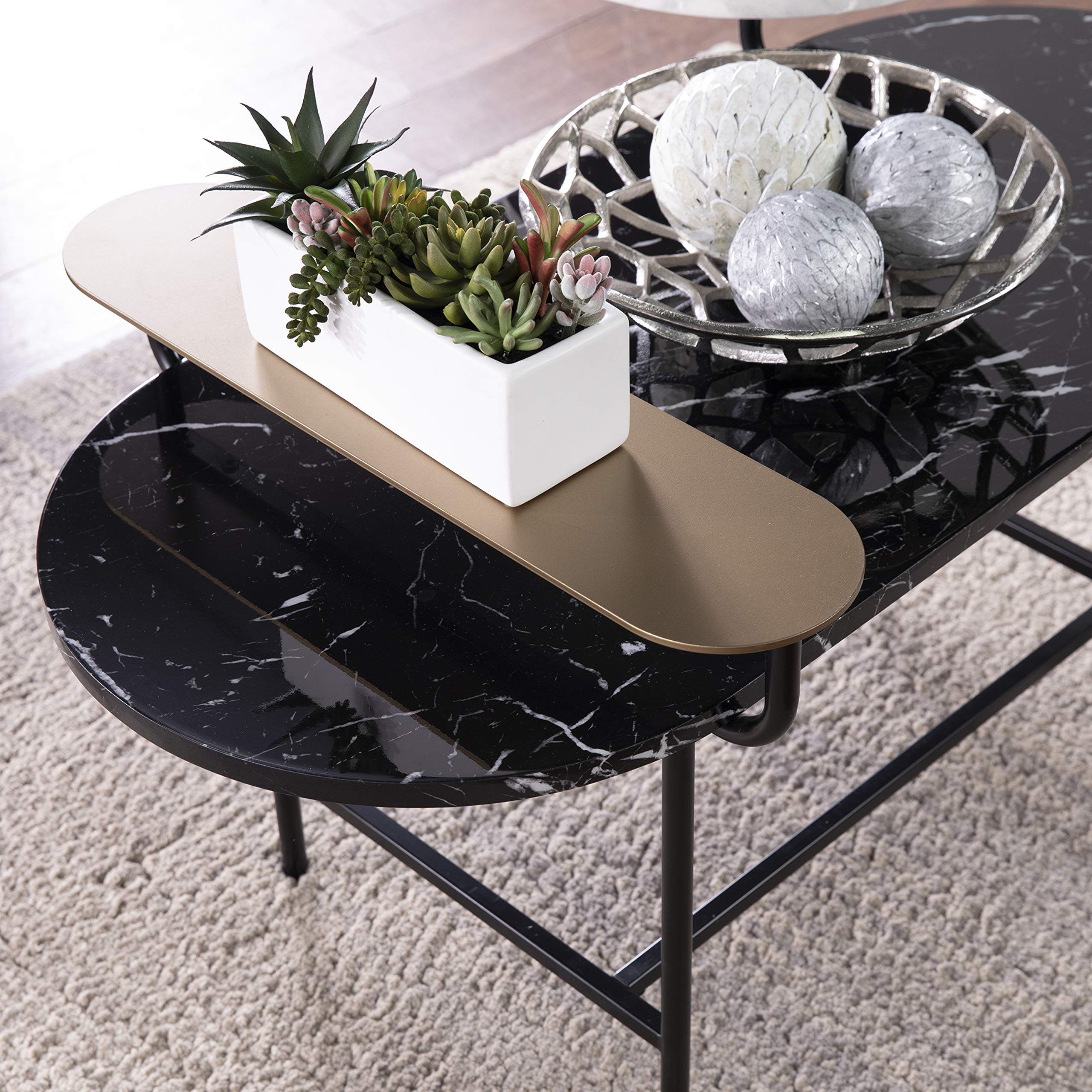 SEI Furniture Arcklid Cocktail Table - Modern Black and Gold Coffee Table for Living Room, Lounge, Home Decor | Stylish Center Table for Small Spaces, Apartments & Condos