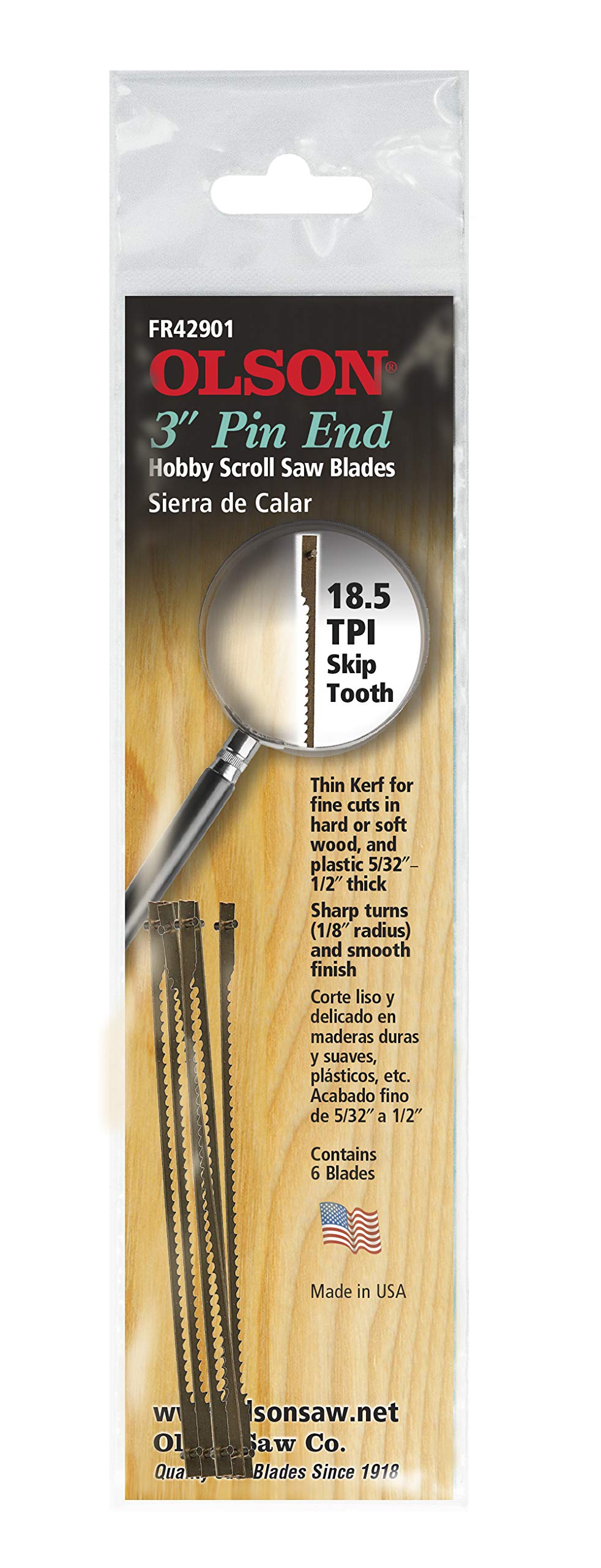 Olson Saw FR42901 Pin End Hobby Scroll Saw Blades - Precision Woodworking Tools for DIY Crafts & Model Making