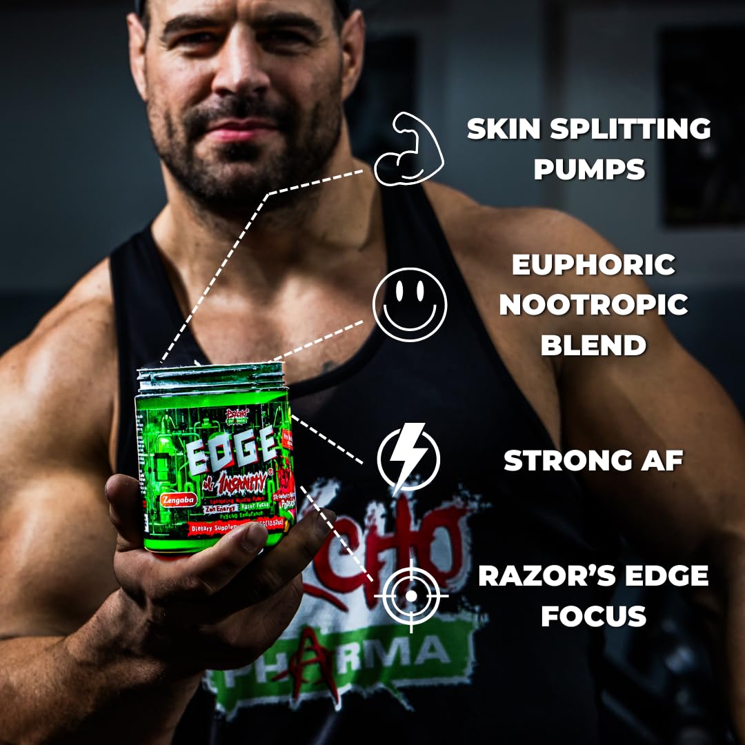 Psycho Pharma Edge of Insanity Pre-Workout Supplement 305g - Boost Energy & Focus for Intense Gym Sessions & Bodybuilding