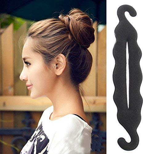Chronex Magic Clip Hair Styler - Twist, Turn & Tie Donut Bun Maker, Curler Shaper Sponge for DIY Hairstyles (Black, Pack of 2) - Perfect for Parties, Weddings & Everyday Styling