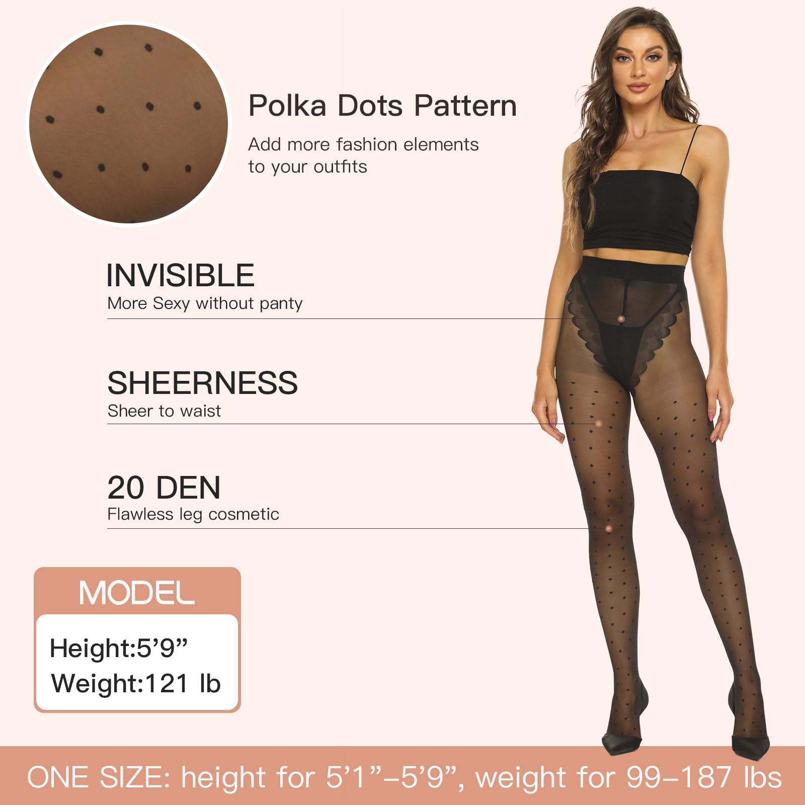 MANZI Women's 20 Denier Sheer Patterned Tights - Elegant Pantyhose Stockings for Everyday Wear, Office & Special Occasions