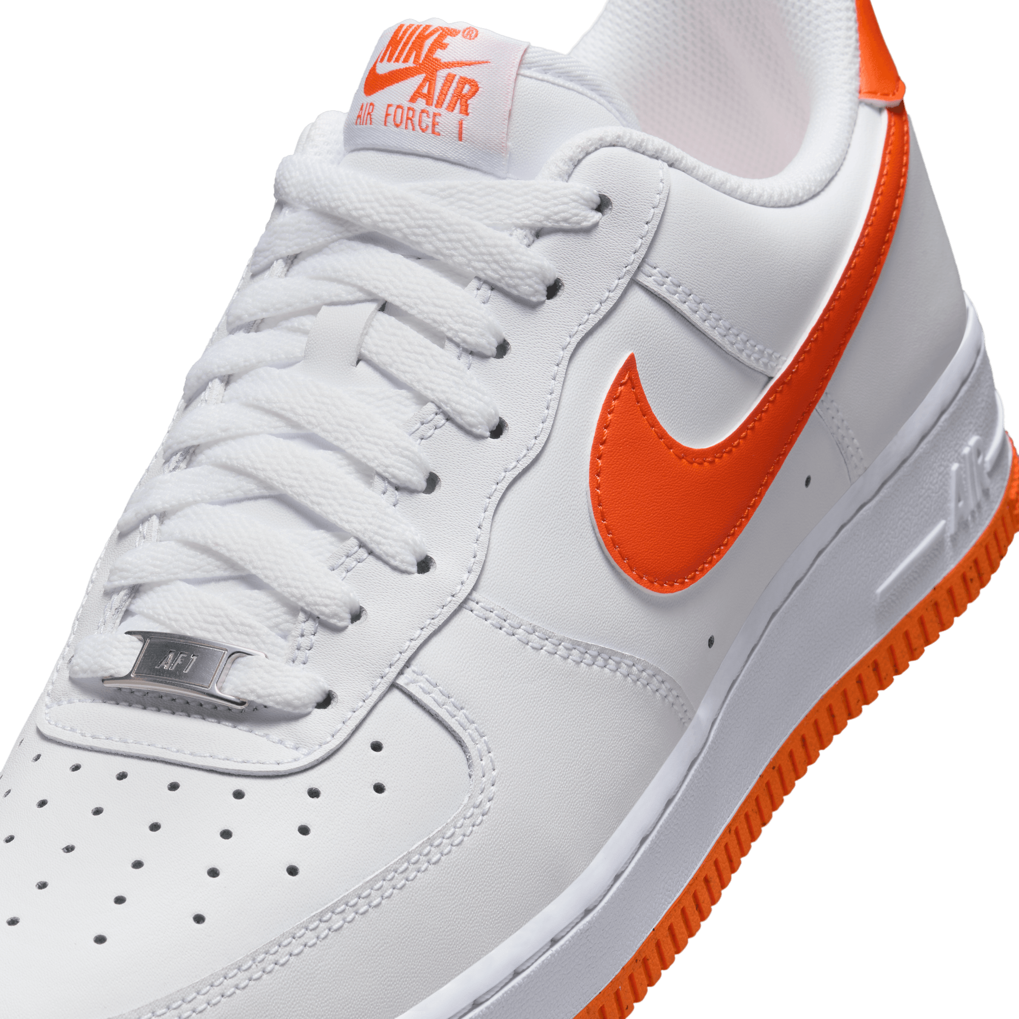 Nike Air Force 1 '07 White & Safety Orange Sneakers - Men's/Women's Basketball Shoes for Casual Wear, Street Style & Everyday Fashion