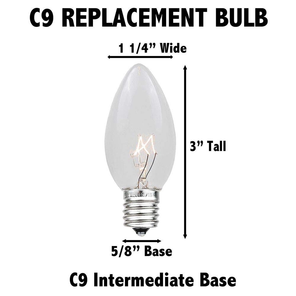 25 Foot C9 White Ceramic Christmas String Lights - Outdoor Waterproof Holiday Lights for Trees, Roof & Yard Decor - Green Wire Christmas Light Strand with Opaque Bulbs - Perfect for Home, Garden & Party Decoration