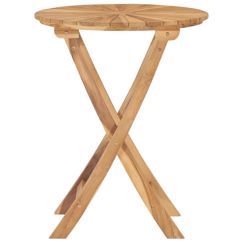 Foldable Outdoor Patio Table - Weather Resistant Solid Teak Wood Round Side Table (23.6