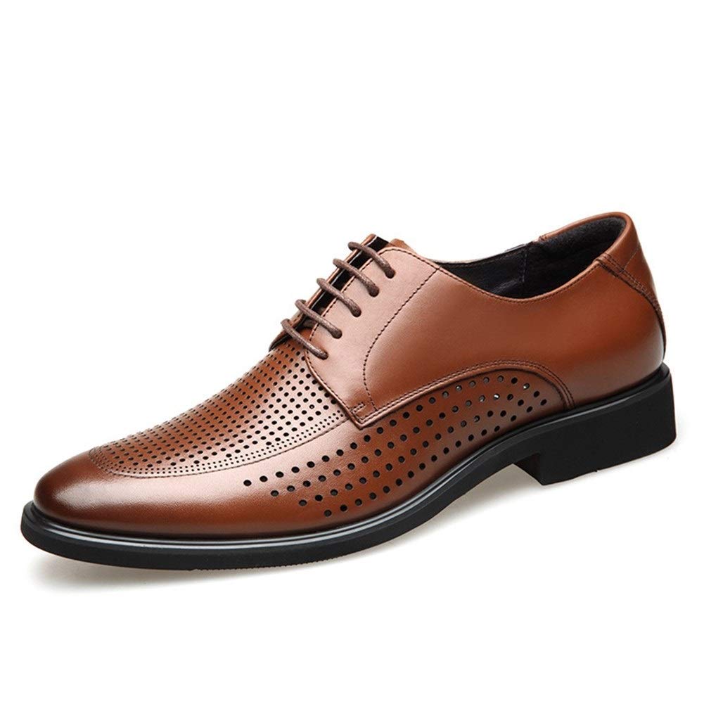 **Men's Oxford Dress Shoes - Formal Lace-Up Derby Shoes with Apron Toe, Breathable Cowhide Leather, Non-Slip Rubber Sole & Comfortable Block Heel - Perfect for Weddings, Business & Office Wear**