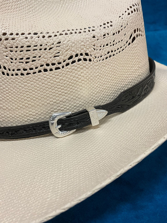 Fashionwest LC69 BK Genuine Leather Hat Band for Cowboy Hats - Black Western Style Accessory for Rodeo, Country Music & Outdoor Events