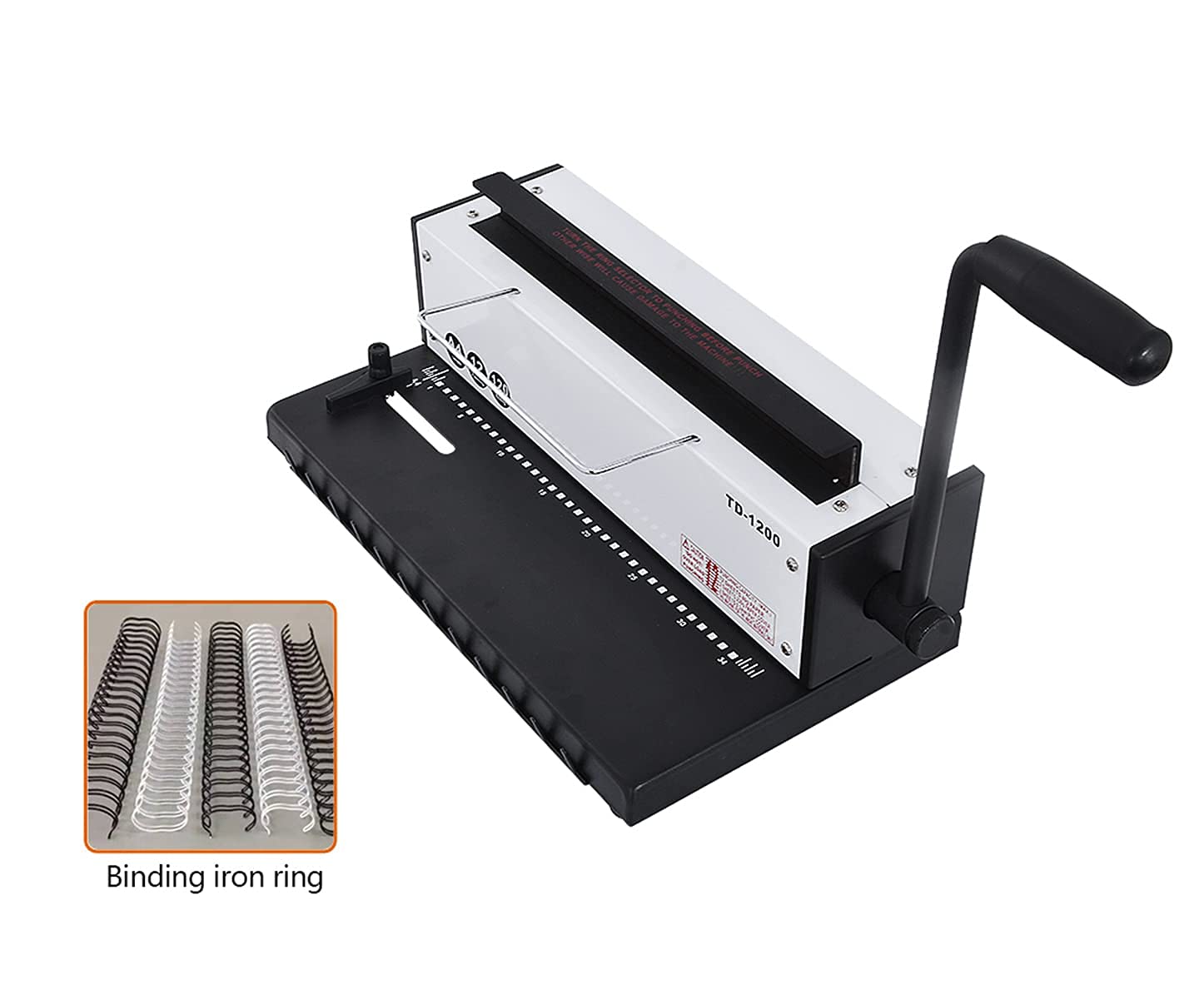 INTBUYING All Steel Metal Base Wire Coil Binding Machine - 34 Holes 3:1 Square Punching, 120 Sheets Binding Capacity (Model TD1200) - Perfect for Office Documents, School Projects, and Professional Reports