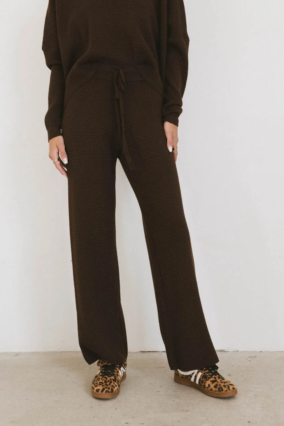 Jesse Waffle Knit Pants for Women - Soft & Comfortable Brown Lounge Pants - Perfect for Yoga, Home Relaxation & Casual Wear - FINAL SALE