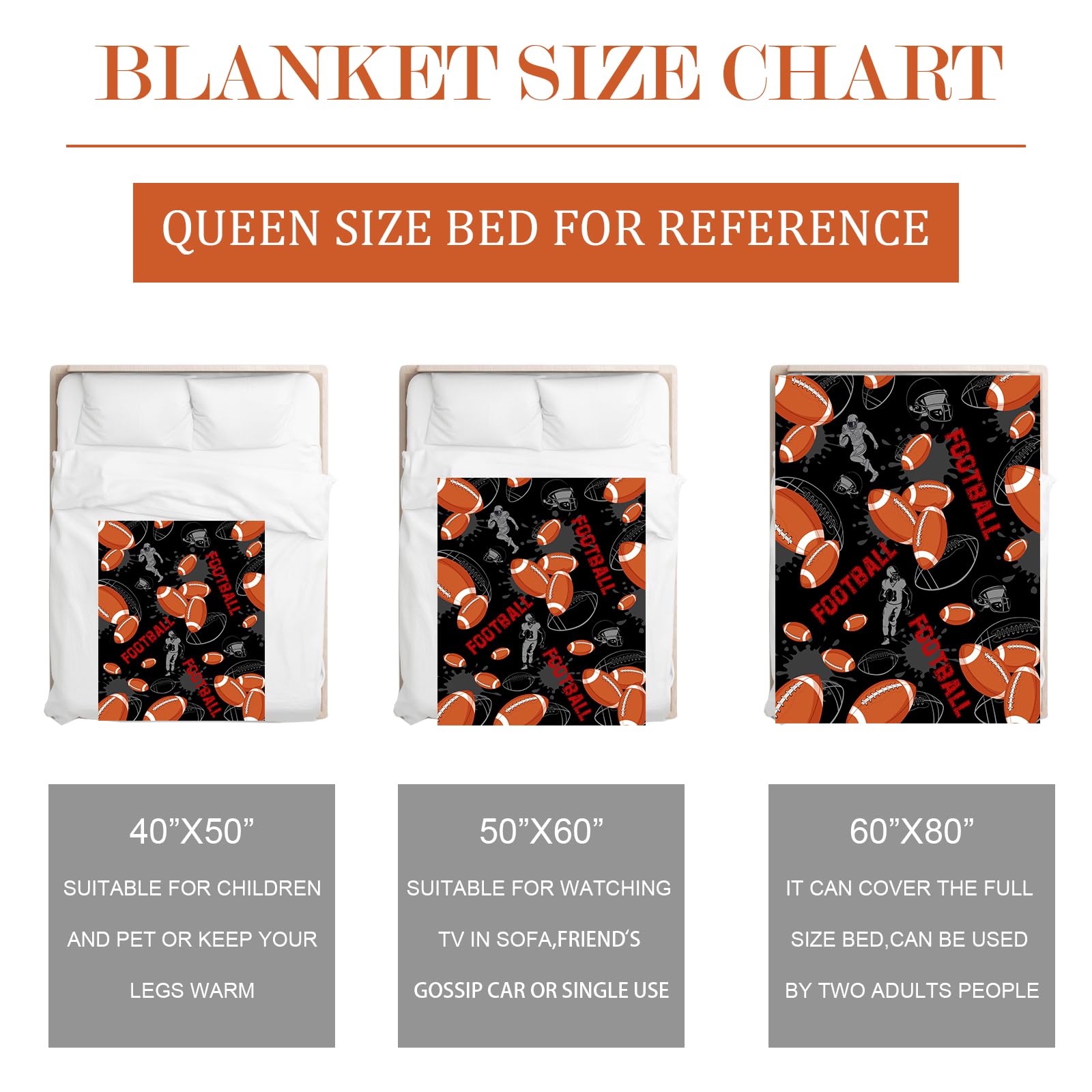 Soft Football Blanket for Men - 60x80 Inch Cozy Throw for Bed, Couch & Room Decor - Perfect Football Gifts for Fans & Game Day Comfort
