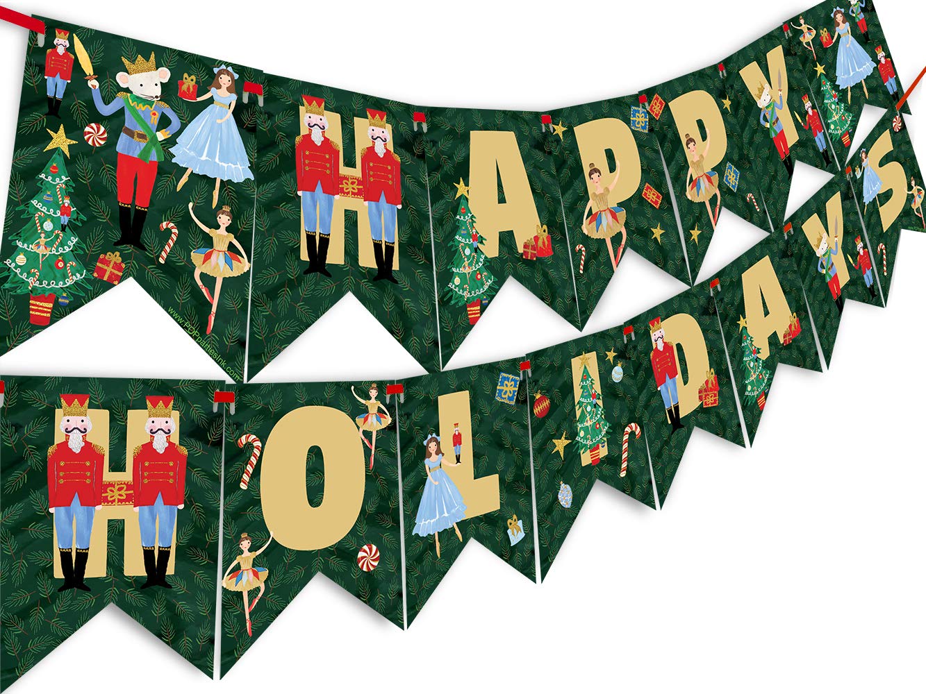 Nutcracker Happy Holidays Banner - Christmas Nutcracker Party Supplies & Decorations - Holiday Party Decor - Perfect for Christmas Tree Decorations, Home & Office Holiday Parties