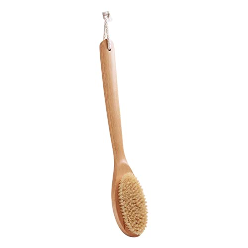 Exfoliating Shower Brush with Soft & Stiff Bristles - Long Handle Back Scrubber for Wet/Dry Body Brushing - Skin Cleansing & Massage - Perfect for Bath, Spa & Exfoliation (One Size)