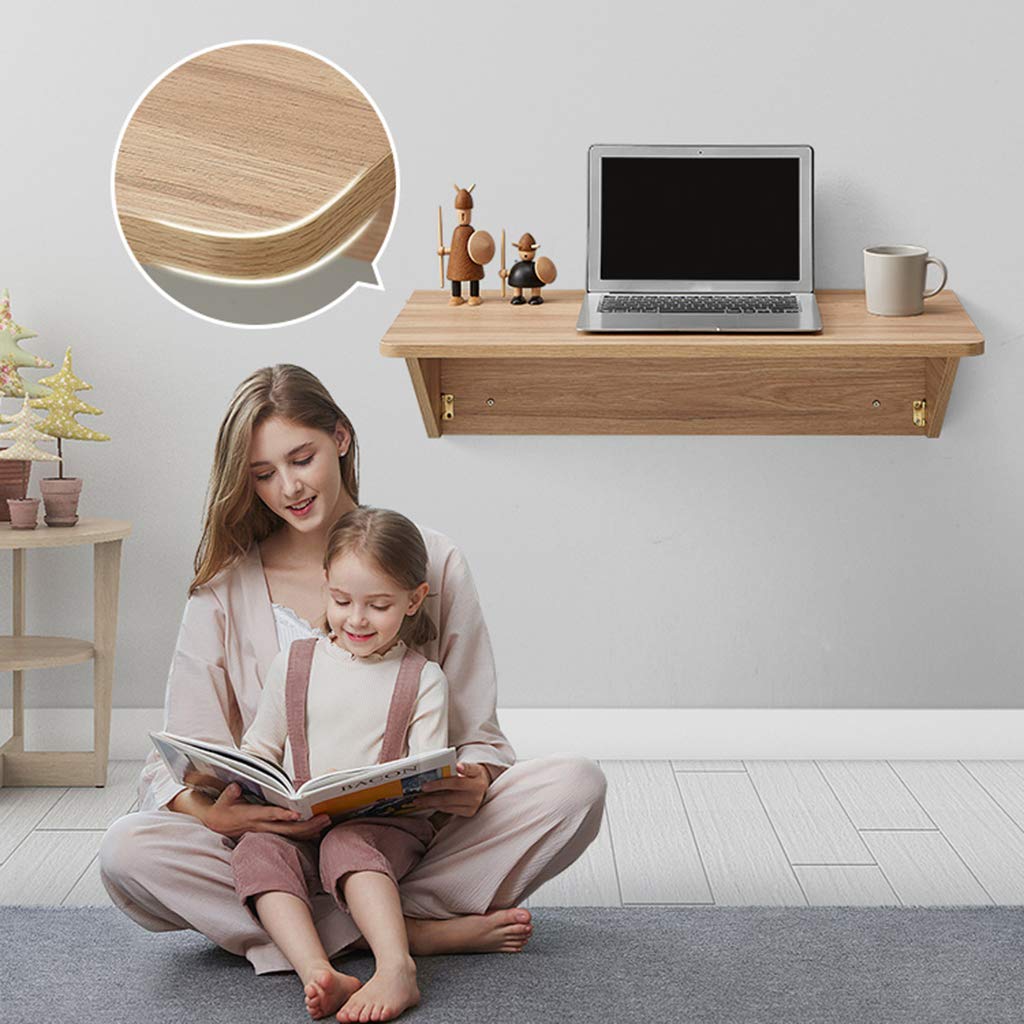 Space-Saving Wall Mounted Folding Dining Table - White & Wood Grain Finish | Multi-Purpose Foldable Desk for Dining, Study & Home Office | Compact Wall-Mounted Design for Small Spaces