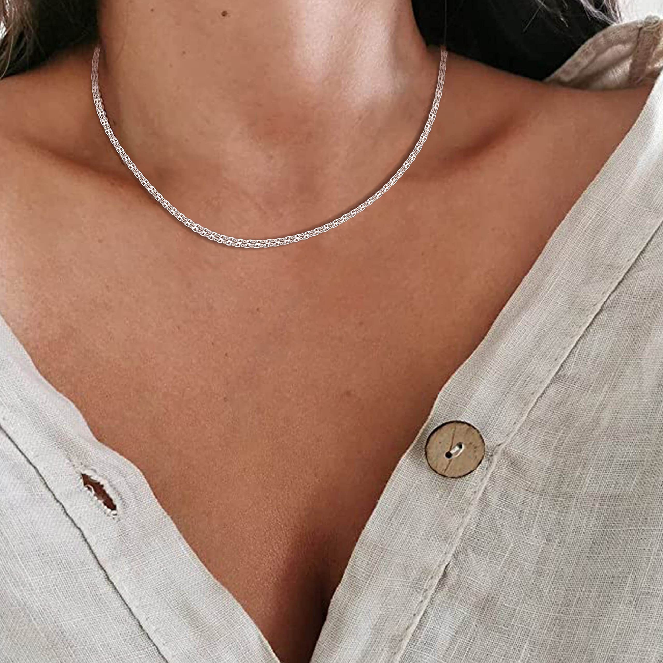 S925 Silver Paperclip Necklace - 18k Gold Plated Trendy Snake Chain Choker for Women | Layered Necklace Jewelry Set | Perfect for Everyday Wear, Date Night & Gift Giving