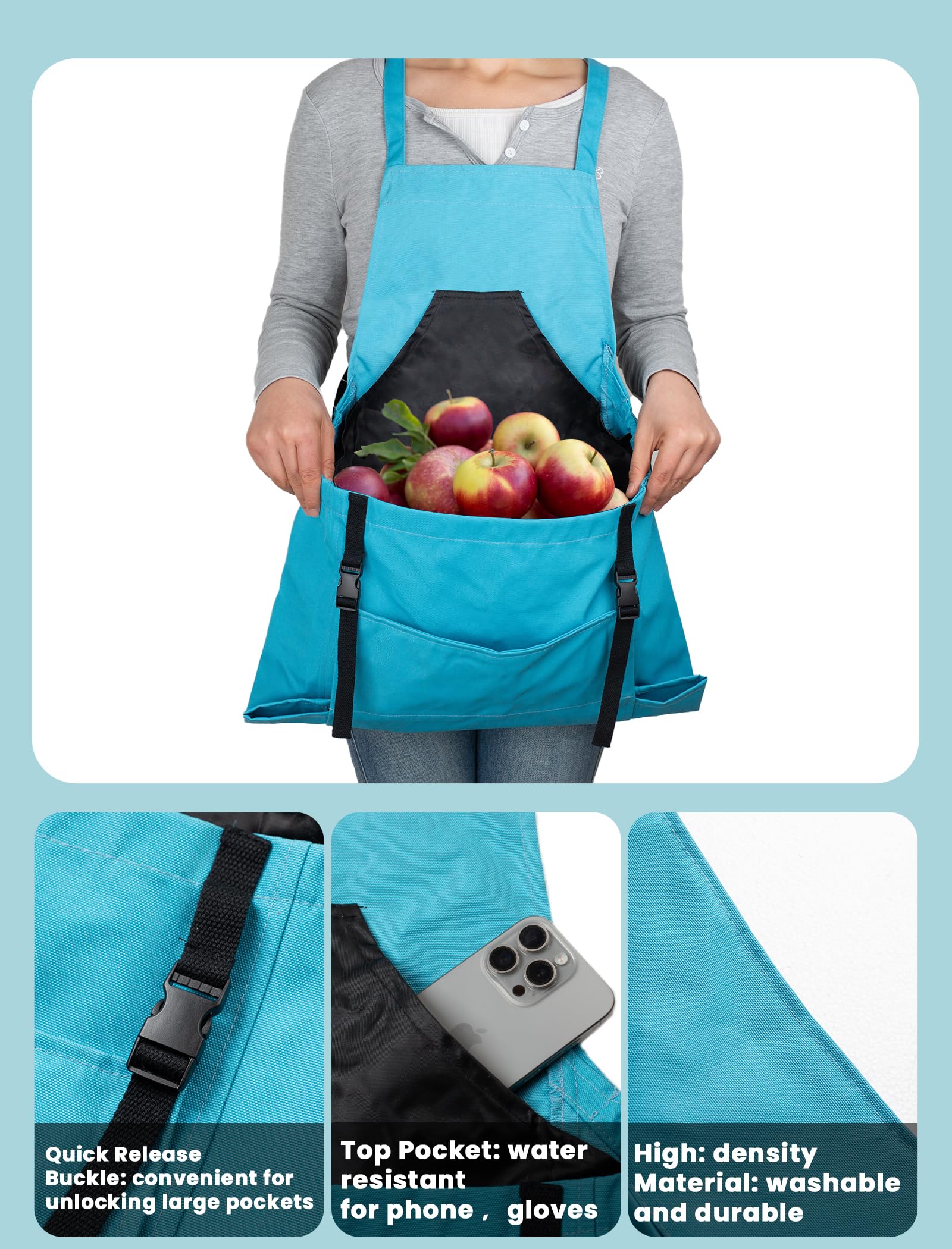 Durable Gardening Apron with Multiple Pockets for Women & Men - Washable Harvest Apron for Planting, Weeding & Outdoor Work - Perfect Gardening Gift for Gardeners & Farmers