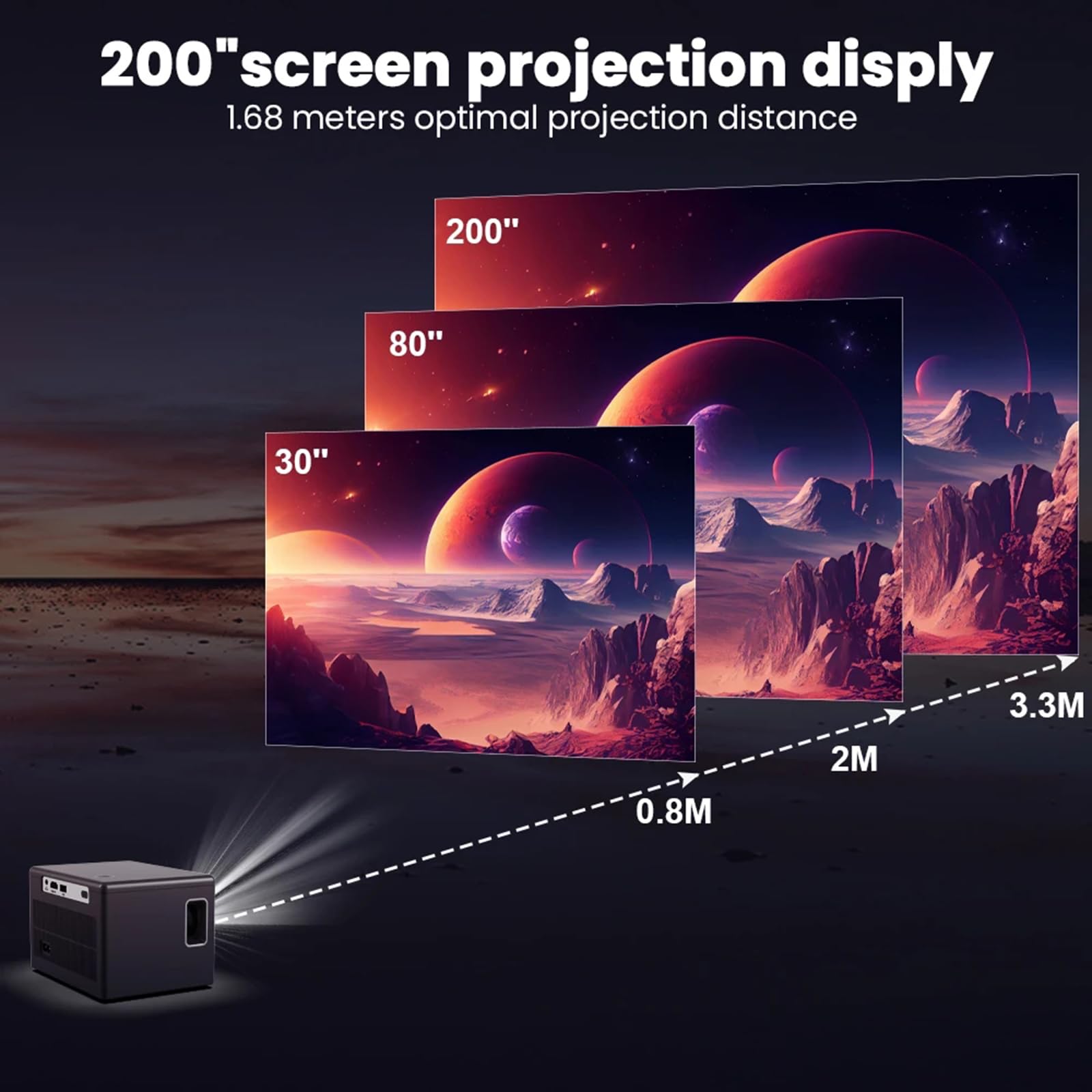 NQYZZFD Mini Projector - 300 ANSI Lumens 1080P Full HD Portable Projector with 5G WiFi & Bluetooth - Compatible with Smartphones, Android, iOS, TV Stick & Laptops - White - Perfect for Home Theater, Outdoor Movie Nights & Business Presentations