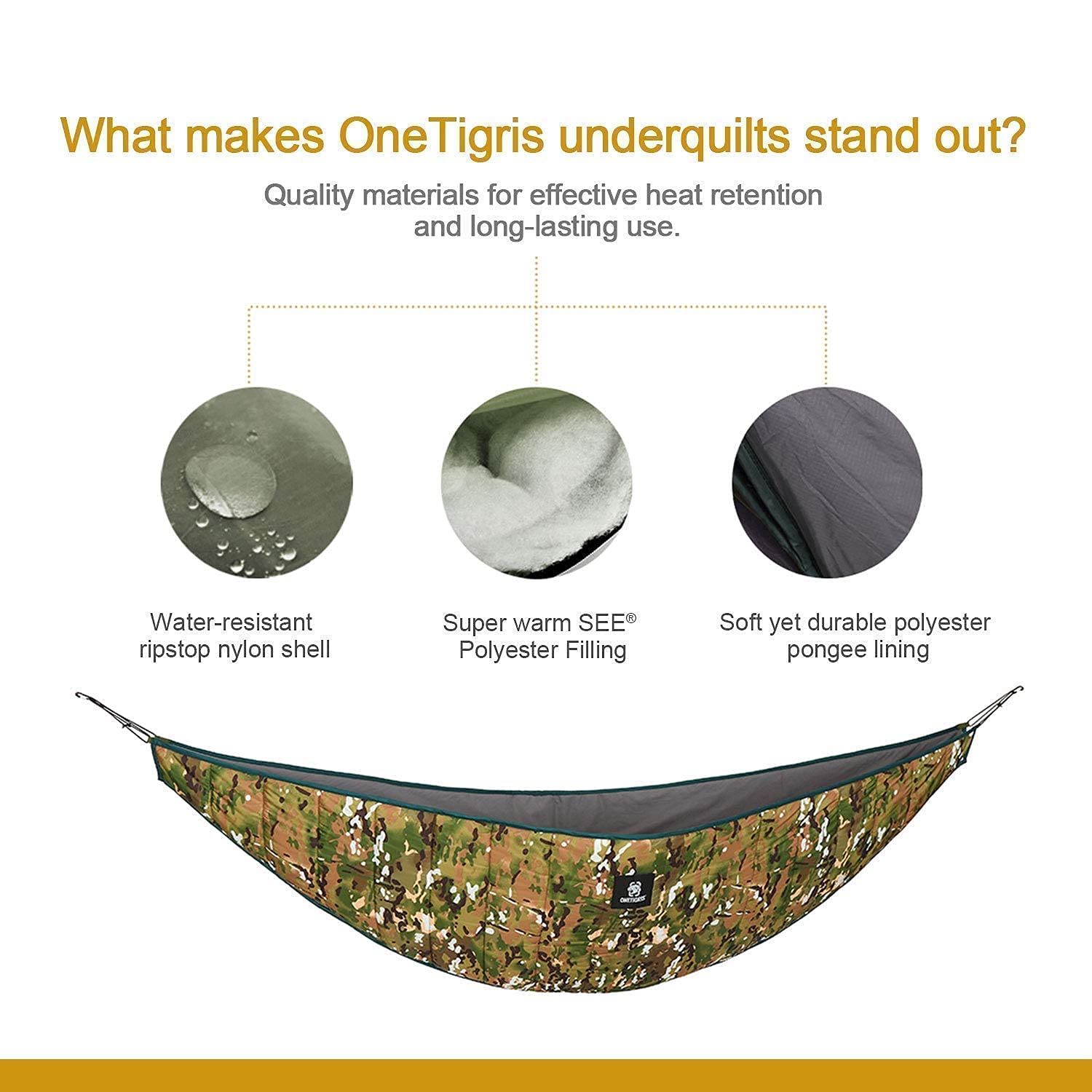 OneTigris KOMPOUND Camping Hammock with Hideout Underquilt - Lightweight Portable Hammock for Backpacking, Hiking & Outdoor Adventures