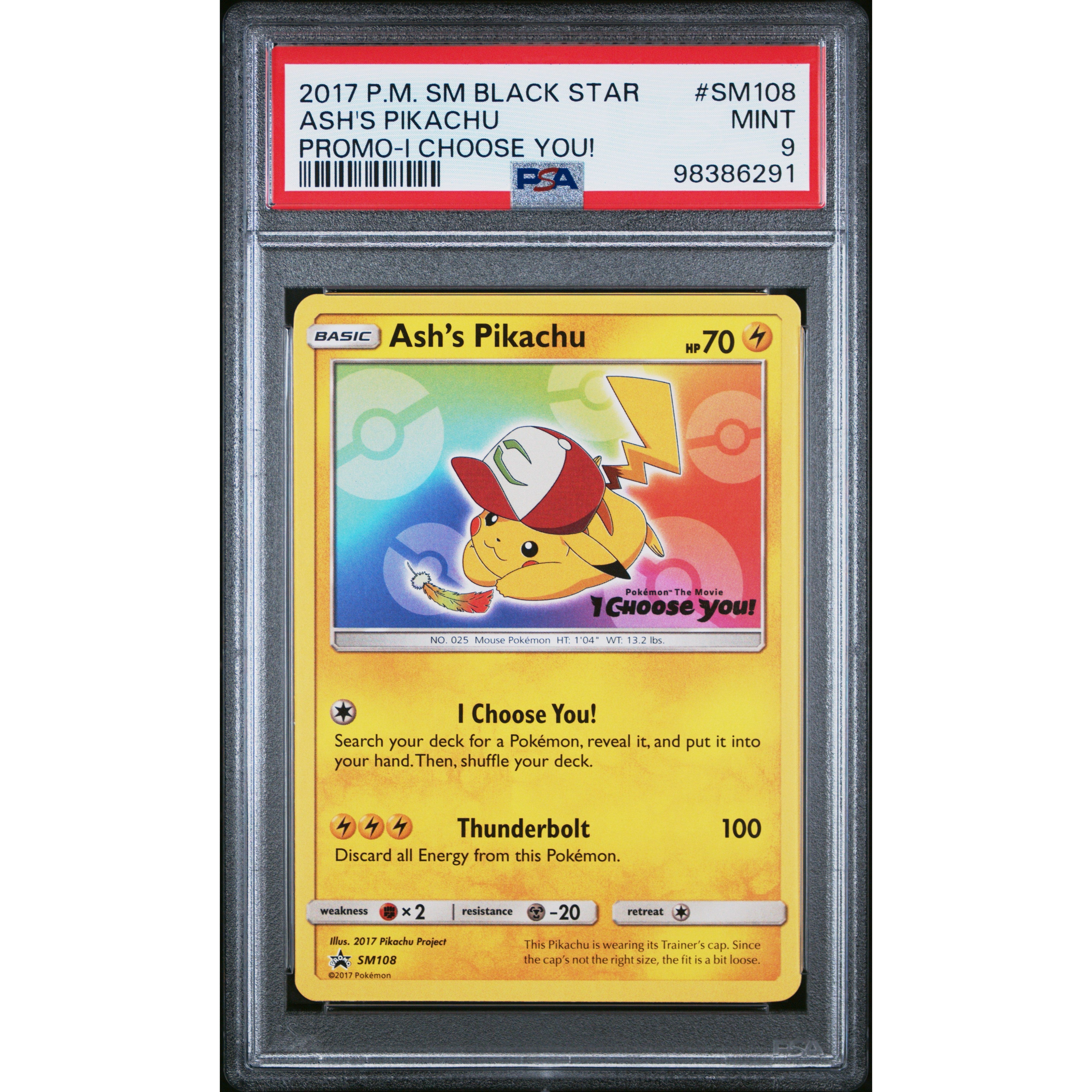 2017 Pokemon Sun & Moon Promo Ash's Pikachu SM108 PSA 9 Graded Card - Perfect for Collectors, Gaming Enthusiasts & Pokemon Fans | Display, Trade or Complete Your Set