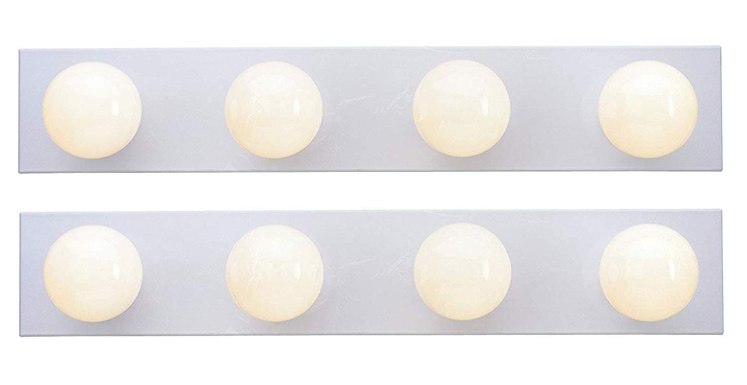 Westinghouse 4-Light Bathroom Vanity Bar Fixture in White Finish (2 Pack) - Perfect for Bathroom, Powder Room & Dressing Room Lighting