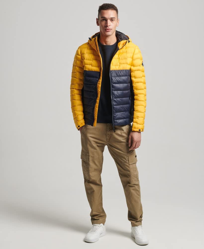 Superdry Men's Radar Quilt Mix Padded Jacket - Slim Fit Winter Coat with Bungee Cord Hood | Water-Resistant Lightweight Jacket for Outdoor Activities, Hiking & Urban Fashion