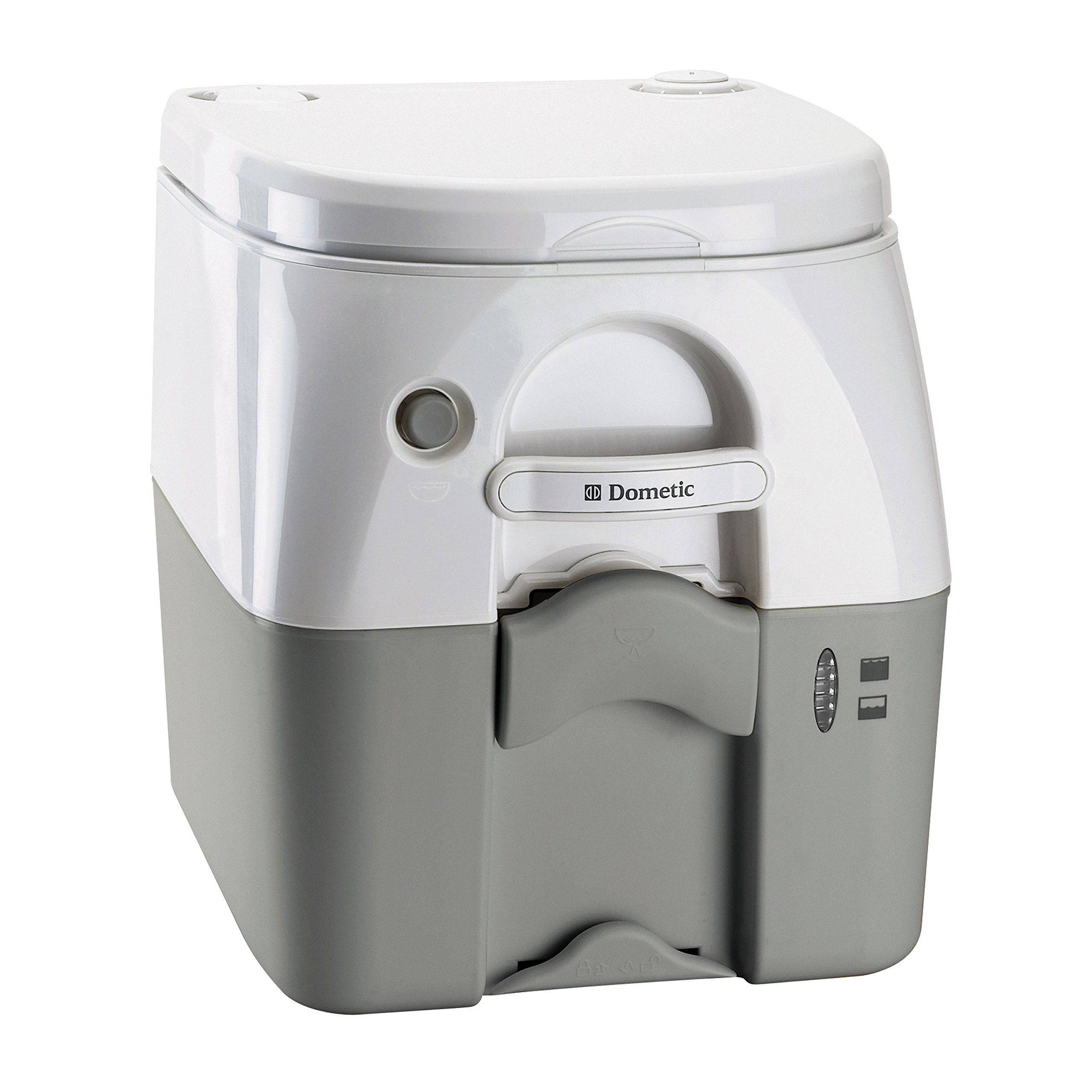 Dometic 5.0 Gallon Portable Toilet with Stainless Steel Hold-Down Brackets | Gray Camping Toilet for RV, Boat & Outdoor Adventures | Compact & Sanitary Travel Toilet Solution