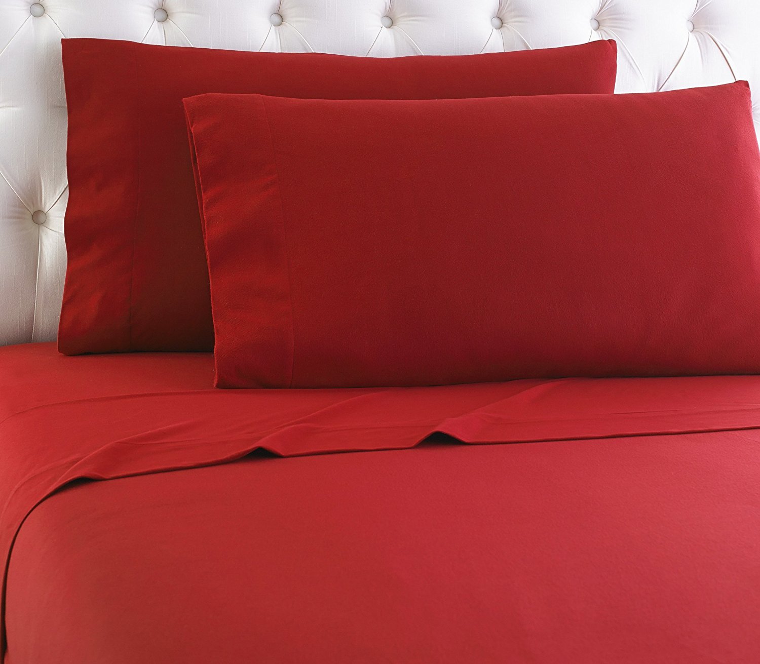 100% Cotton Heavy Winter Flannel Sheet Set - Full Size, Dark Red - Empire Home Deep Pocket Fitted & Flat Sheets with Pillow Cases - Cozy & Warm for Cold Weather Bedding