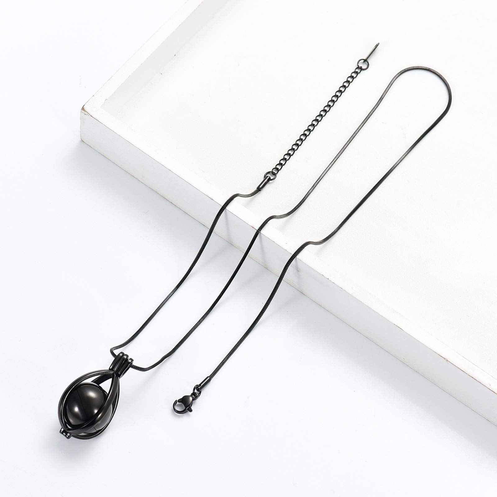 Minicremation Teardrop Hollow Ball Urn Necklace - Memorial Jewelry for Human & Pet Ashes - Keepsake Pendant for Cremation Remembrance - Perfect for Daily Wear & Special Occasions