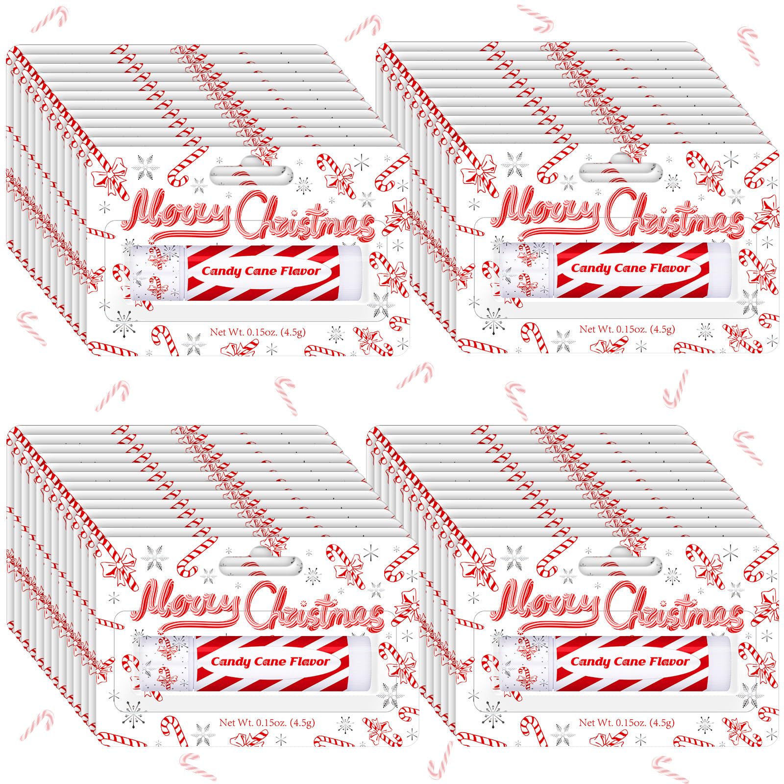 30 Pack Christmas Candy Cane Peppermint Lip Balms - Bulk Holiday Peppermint Flavor Scented Lip Care - Perfect for Christmas Party Favors, Stocking Stuffers, Gifts for Women, Men, Employees & Coworkers - Great for Office Parties, Holiday Events & Charity Donations