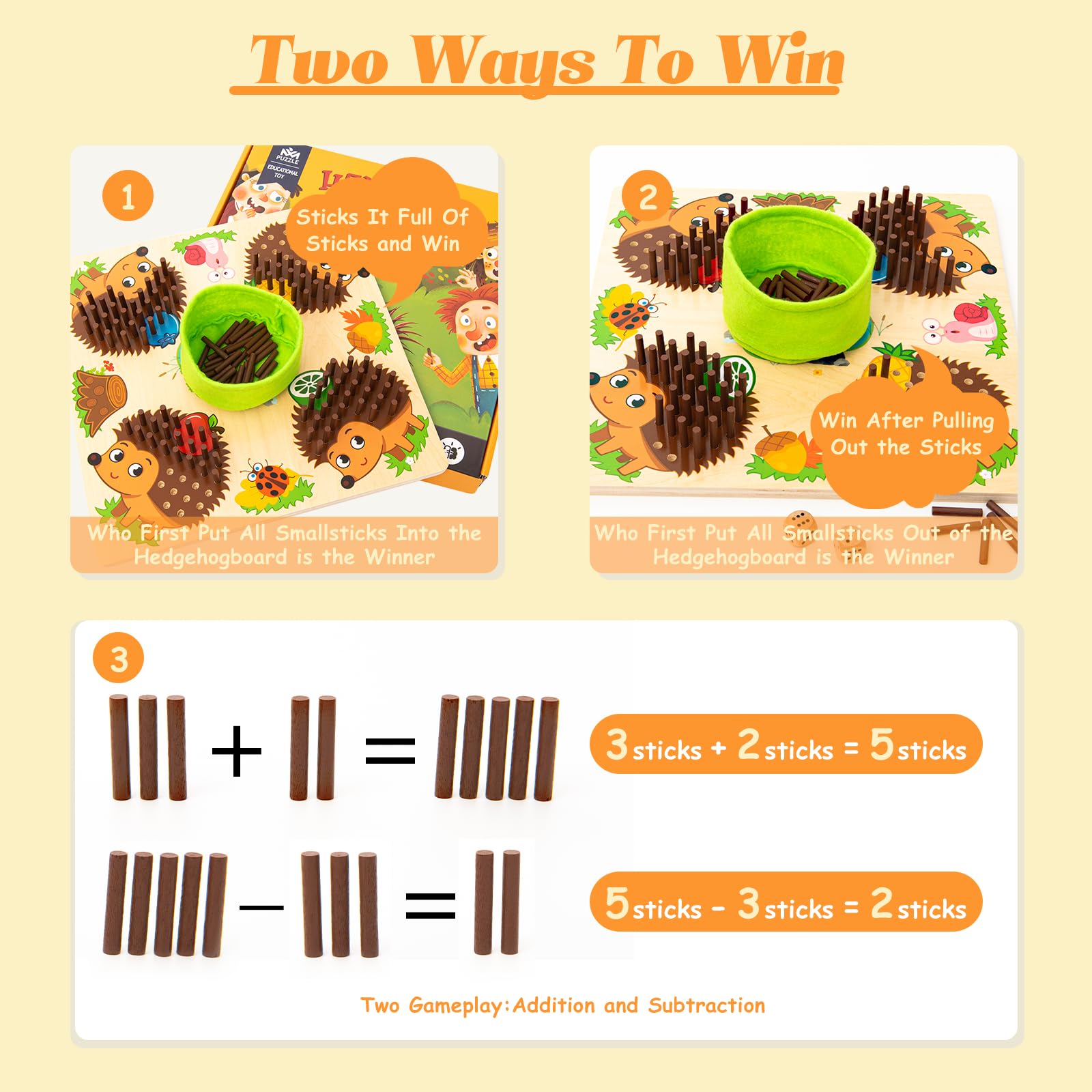 Montessori Hedgehog Counting & Matching Game - Fine Motor Skill Sorting Toys for Toddlers 3+ | Early Education Math Board Game | Birthday Gift for Kids | Perfect for Preschool Learning & Homeschool Activities