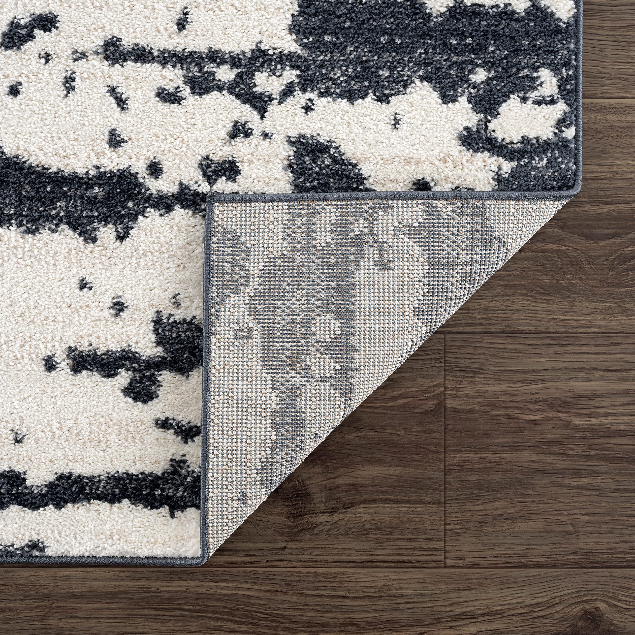 Abani Modern Ink Splatter Design Cream & Black Area Rug 7'9