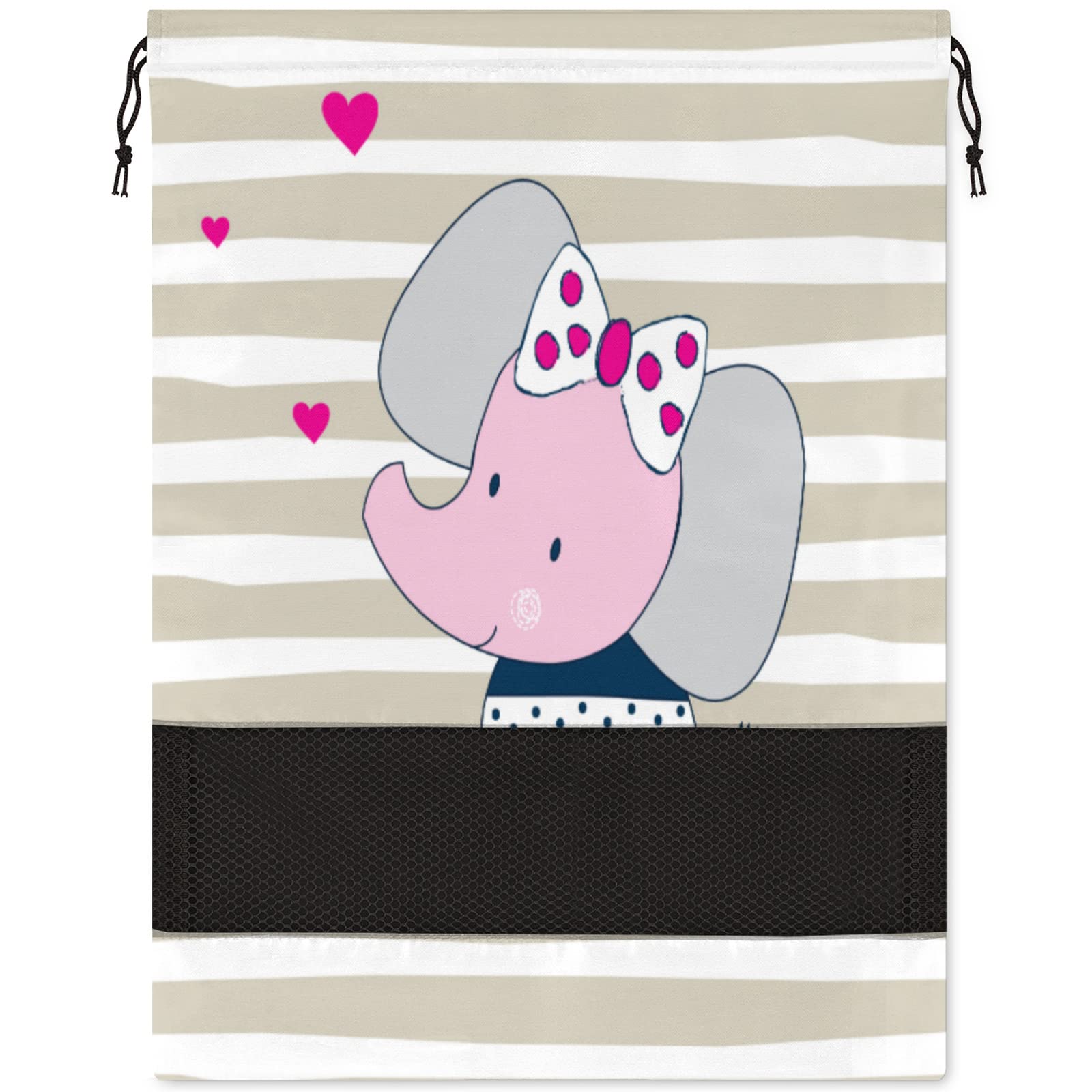 Travel Shoe Bag - Striped Elephant Pattern Dustproof Shoe Organizer Pouch with Drawstring | Portable Transparent Storage for Men & Women | Perfect for Gym, Vacation & Sports Gear Organization (1 Piece)
