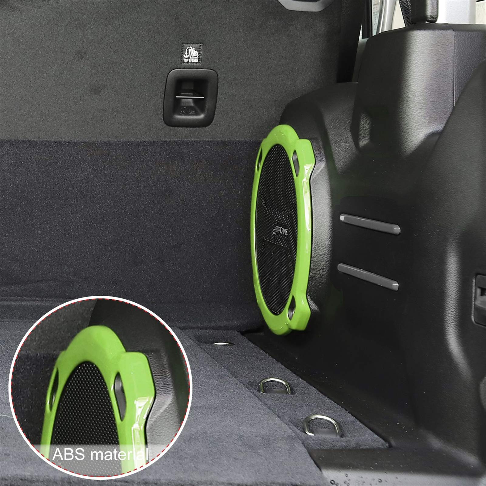 JeCar ABS Trunk Subwoofer Speaker Trim Cover - Interior Accessory for 2018-2023 Jeep Wrangler JL/JLU/Rubicon (Green) | Enhanced Bass Protection & Stylish Upgrade for Off-Road Adventures