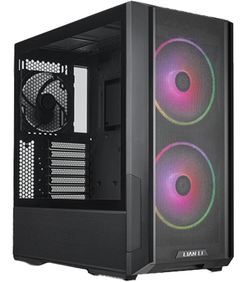 G7 Lancool PC Case - High Airflow ATX Mid Tower Gaming Chassis with Tempered Glass Side Panel (Black) - Perfect for Gaming Rigs, Workstations, and Custom PC Builds