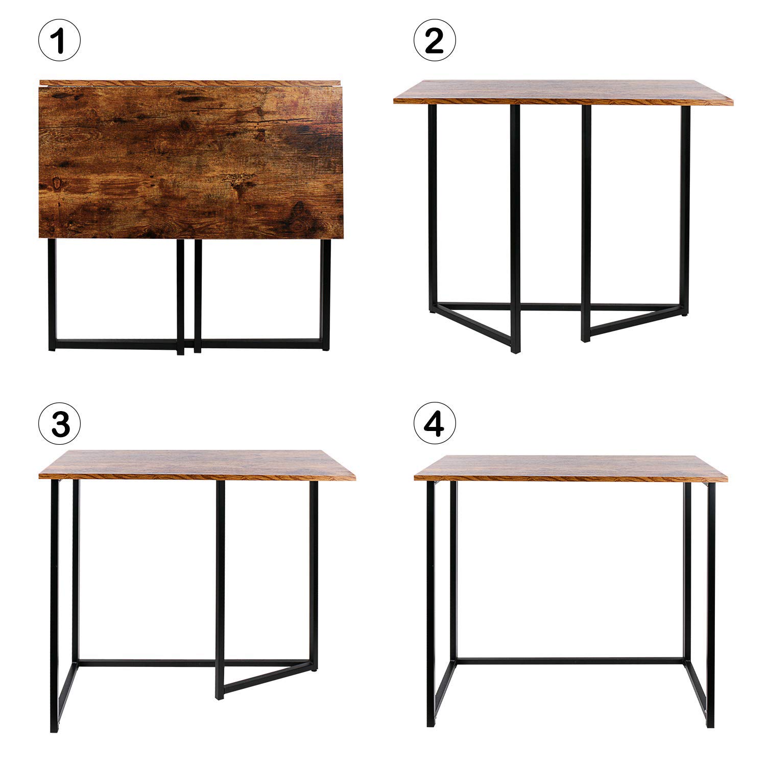 Leopard Outdoor Folding Computer Desk - Space-Saving Home Office Desk, Compact Foldable Laptop Table, Rustic Brown Writing Desk for Small Spaces, Ideal for Study, Reading, and Remote Work