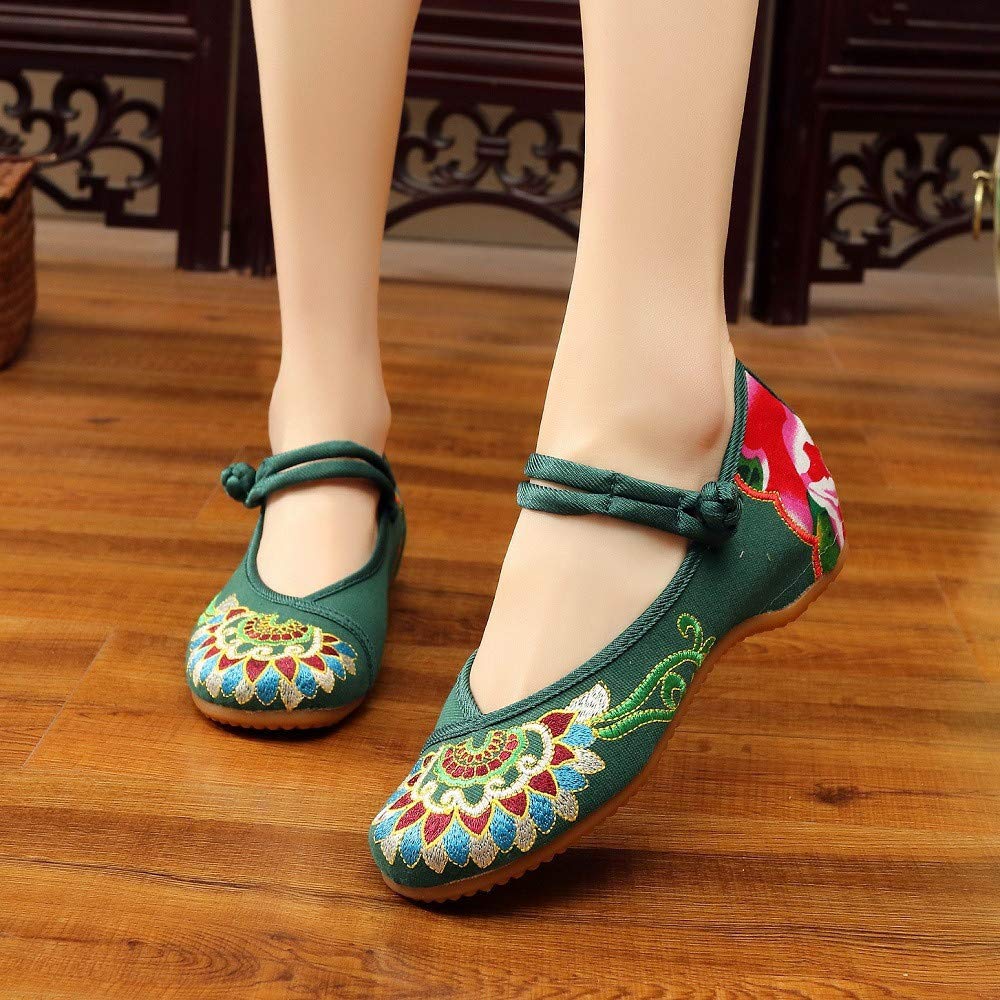 BININBOX Women's Floral Embroidered Loafers - Comfortable Black Mary Jane Ballet Flats with Round Toe | Handmade Casual Shoes for Work, Walking & Everyday Wear
