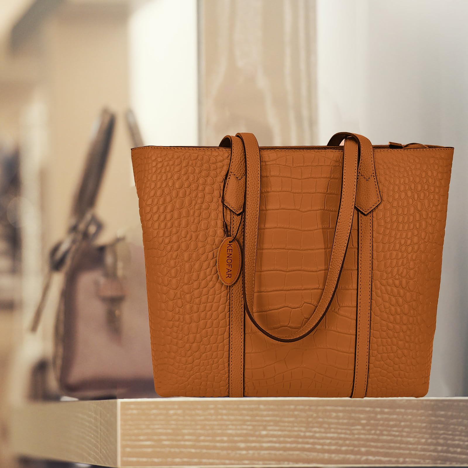 Premium Genuine Leather Tote Bag for Women - Spacious Large Capacity Work & Travel Shoulder Bag - Perfect for Office, Commute & Weekend Getaways