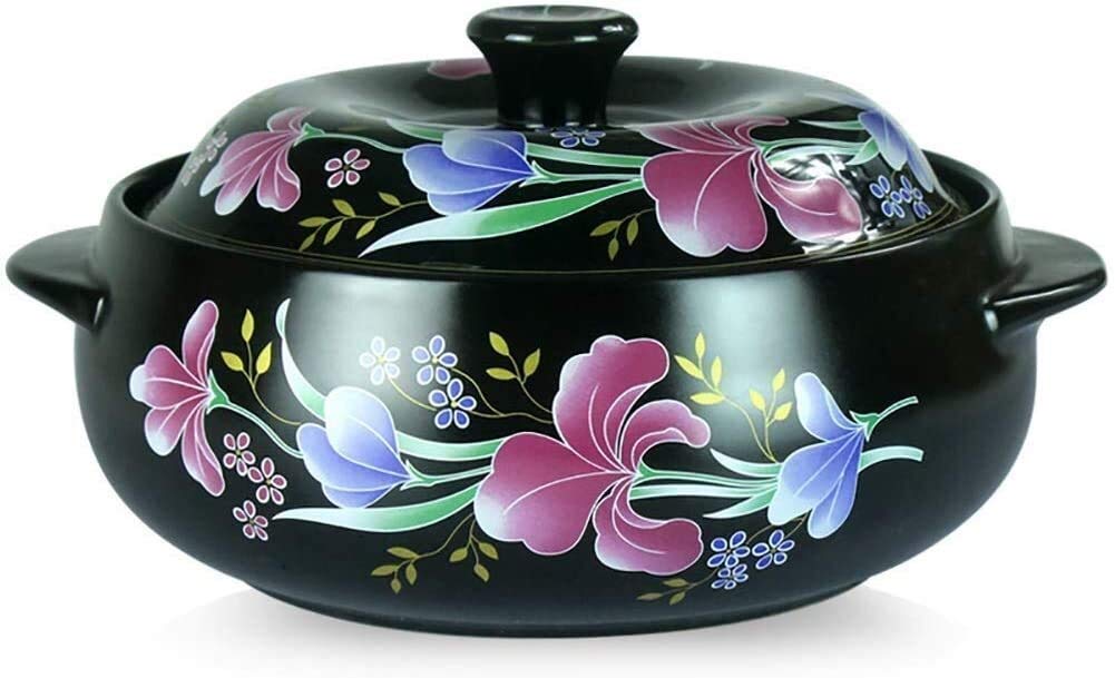 **Floral Ceramic Casserole Dish – 4 Quart Non-Stick Round Clay Pot with Lid, Heat-Resistant & Durable for Oven, Stovetop & Serving – Perfect for Soups, Stews & Casseroles**