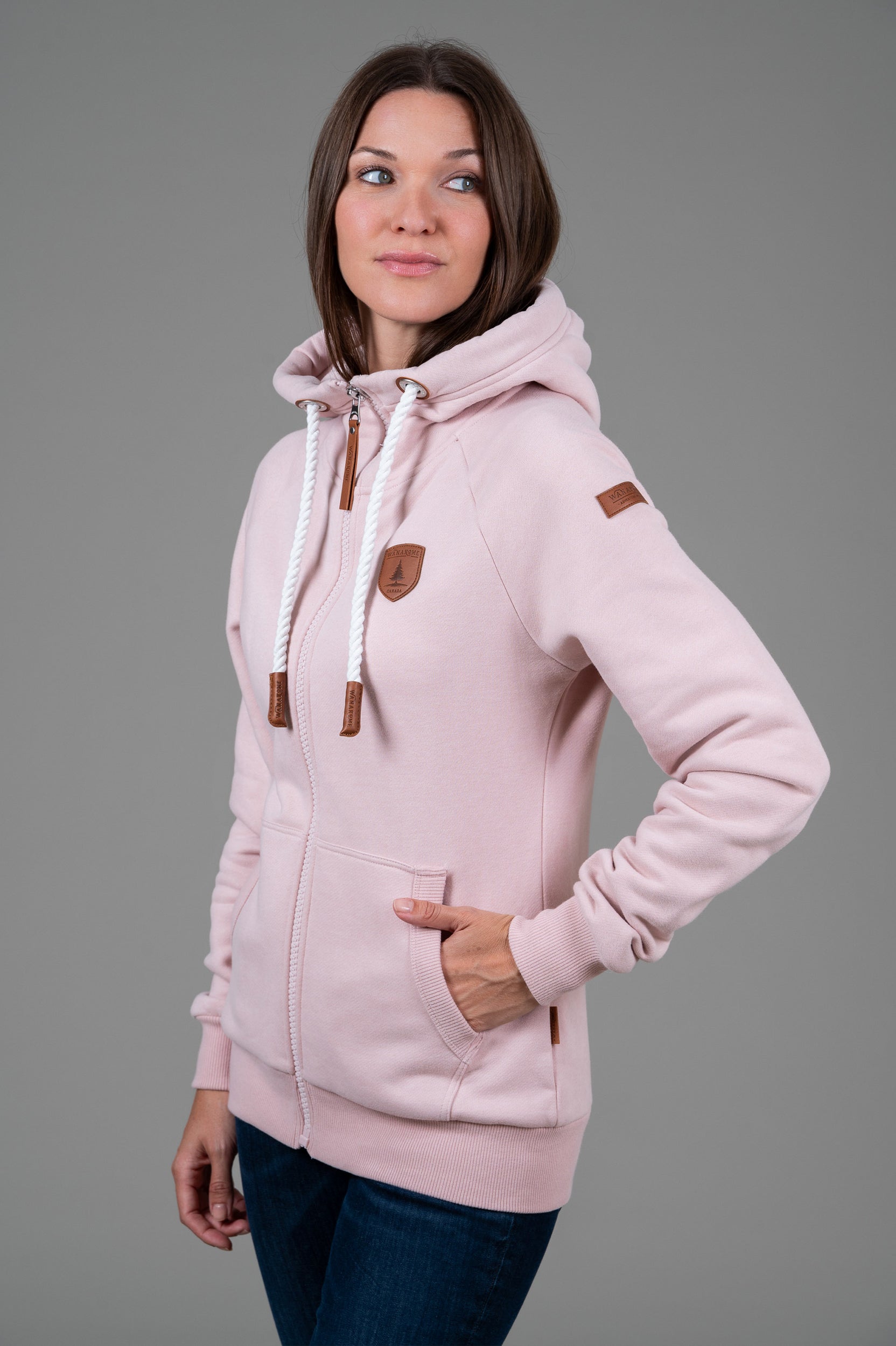 Hera Sepia Rose Full Zip Hoodie for Women - Soft Fleece Pullover with Pockets, Casual Winter Jacket for Outdoor Activities & Lounge Wear