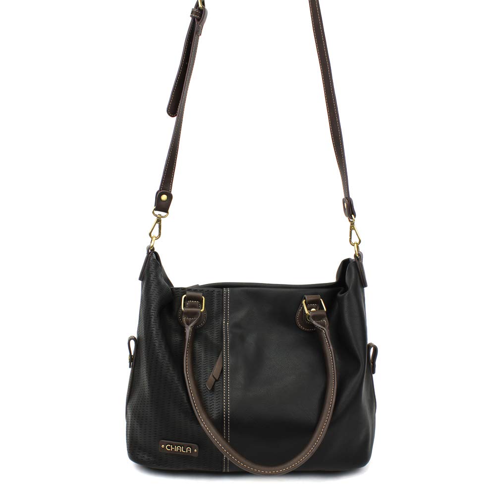 CHALA Women's Faux Leather Laser Cut Crossbody Shoulder Bag - Stylish Black Tote Purse for Work, Travel & Everyday Use