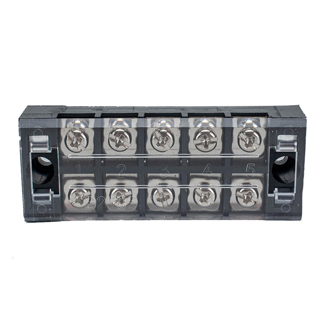 MYADDICTION 5-Position Screw Terminal Strip Block - Dual Row Pre-Insulated Electrical Connectors (Red/Black) - Perfect for DIY Electronics, Home Wiring & Industrial Control Panels