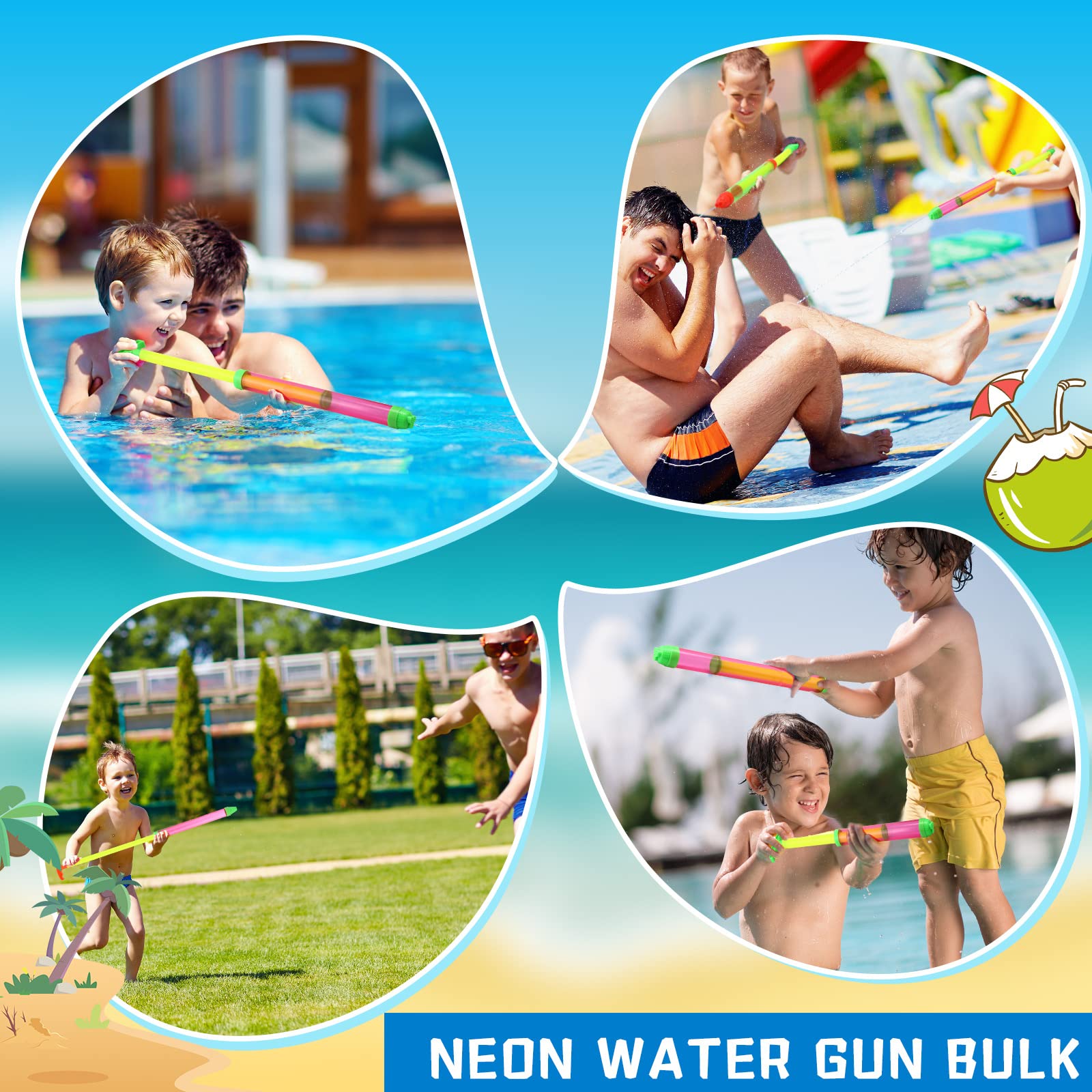 Tanlade 36 Pcs Bulk Water Guns & Inflatable Rainbow Beach Balls (4.72/6/12 Inches) - Summer Pool Party Favors, Kids Water Squirters & Pool Toys for Beach Parties, Backyard Fun & Outdoor Water Play