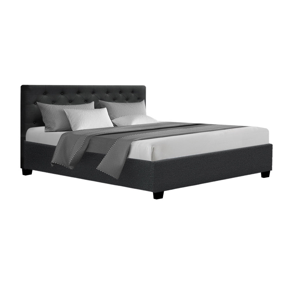 Dorilla Gas Lift Storage Queen Bed Frame in Charcoal - Modern Platform Bed with Hydraulic Storage for Small Spaces & Apartments