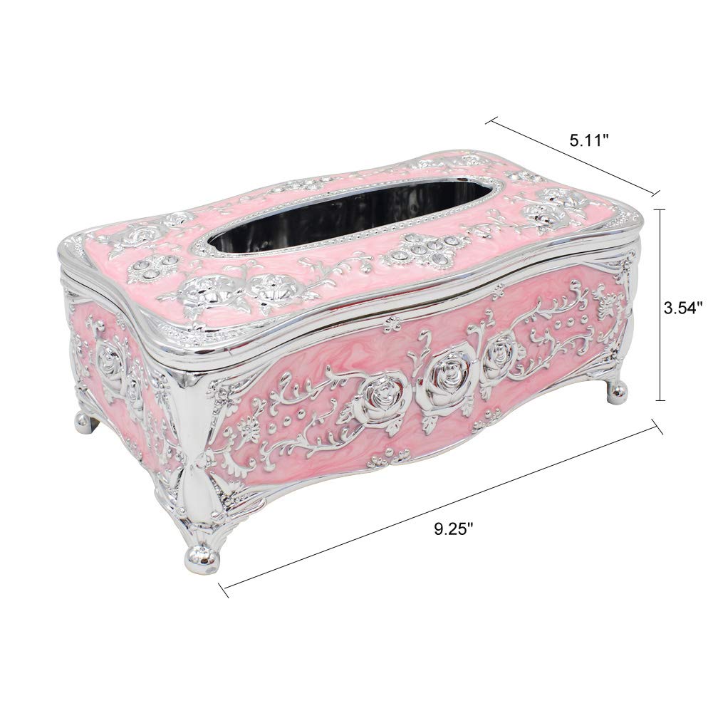 Pink Rectangular Tissue Box Cover - Stylish Tissue Holder for Bathroom Vanity, Bedroom Dresser & Office Desk | Perfect for Home Decor & Organization