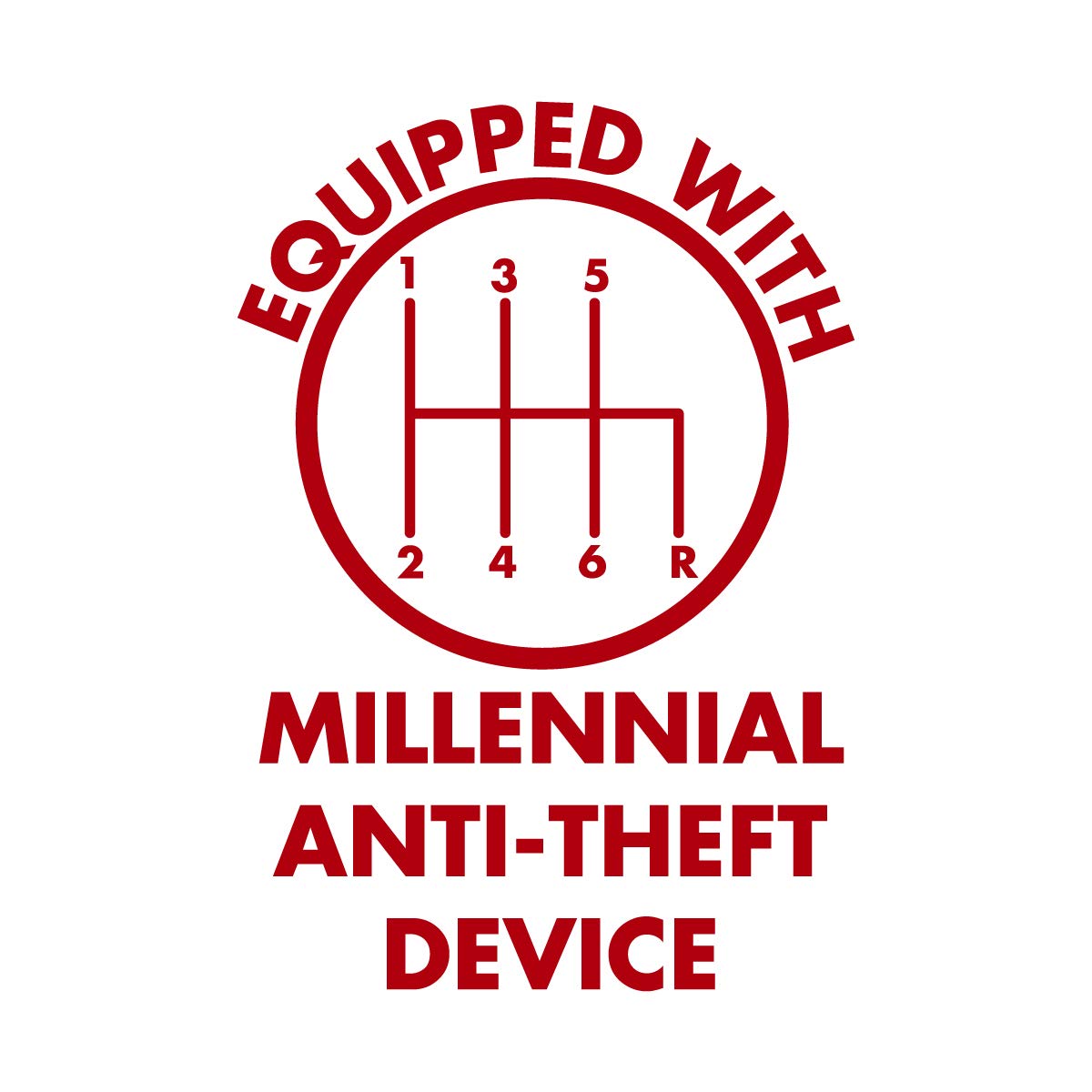 6 Inch Red Vinyl Decal for Milk Mug - Anti-Theft Millennial Design with Stick Shift | Perfect for Coffee Cups, Travel Mugs & Office Drinkware